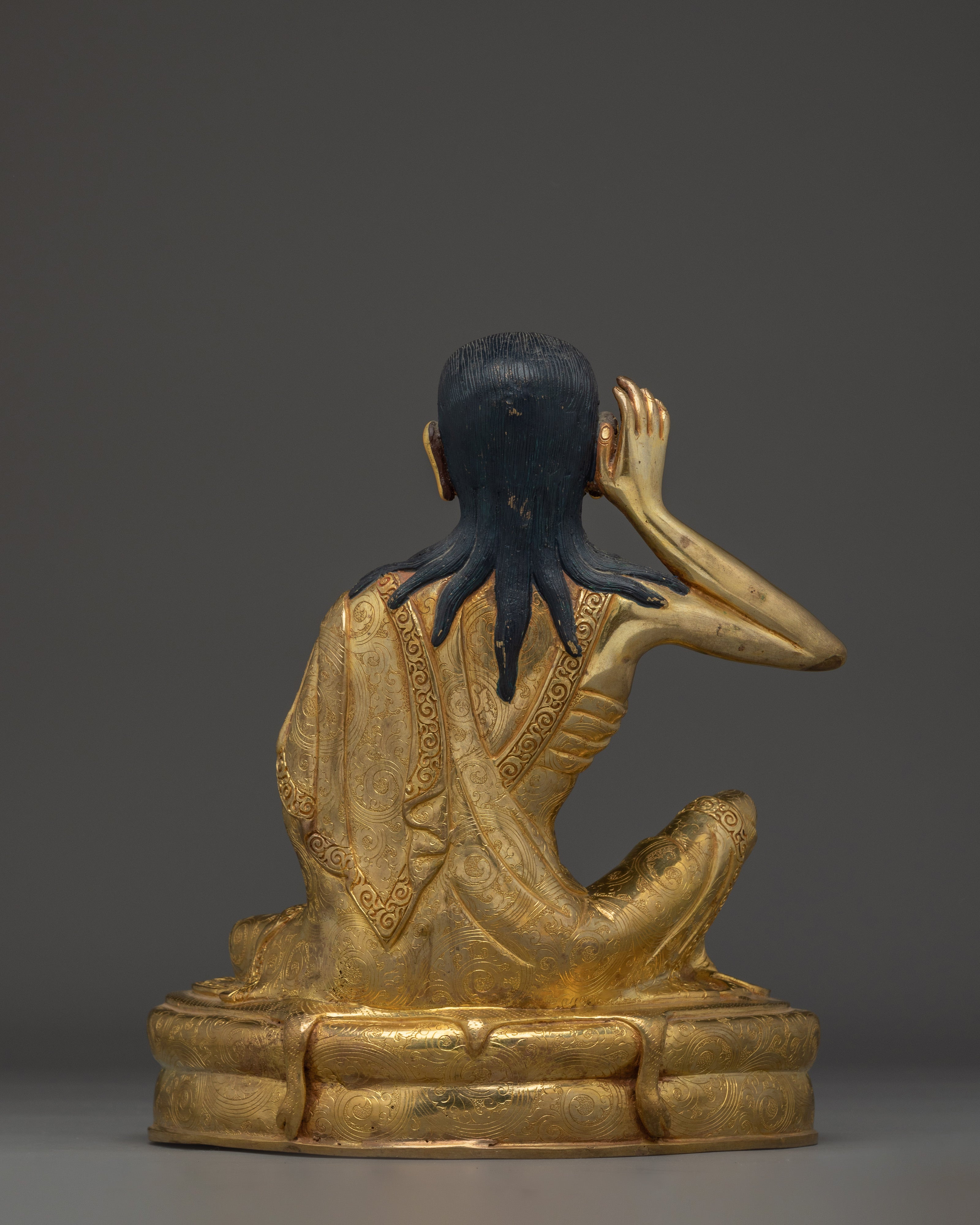 24K Gold Gilded Milarepa Statue | Copper Buddhist Master Figure