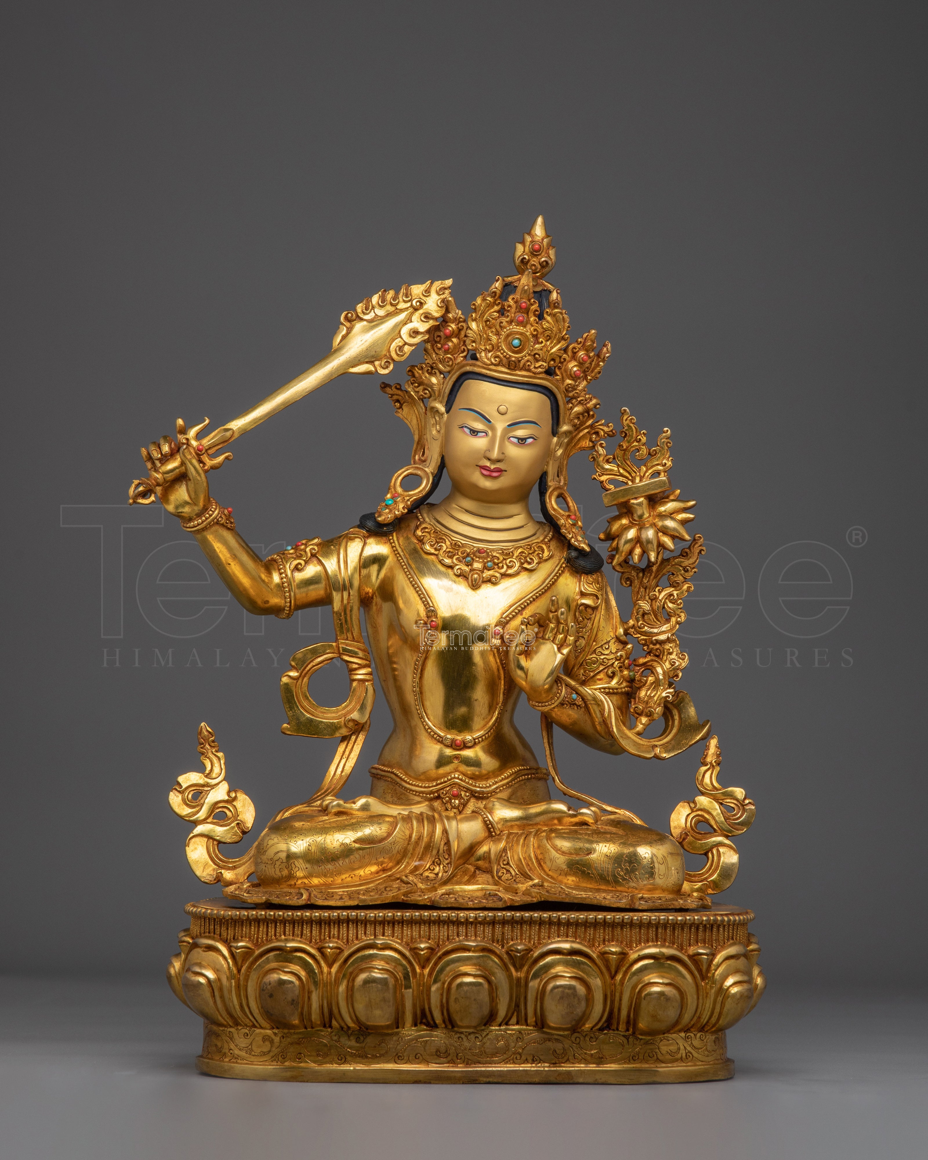 Manjushri with Flaming Sword Statue | Wisdom Bodhisattva Deity