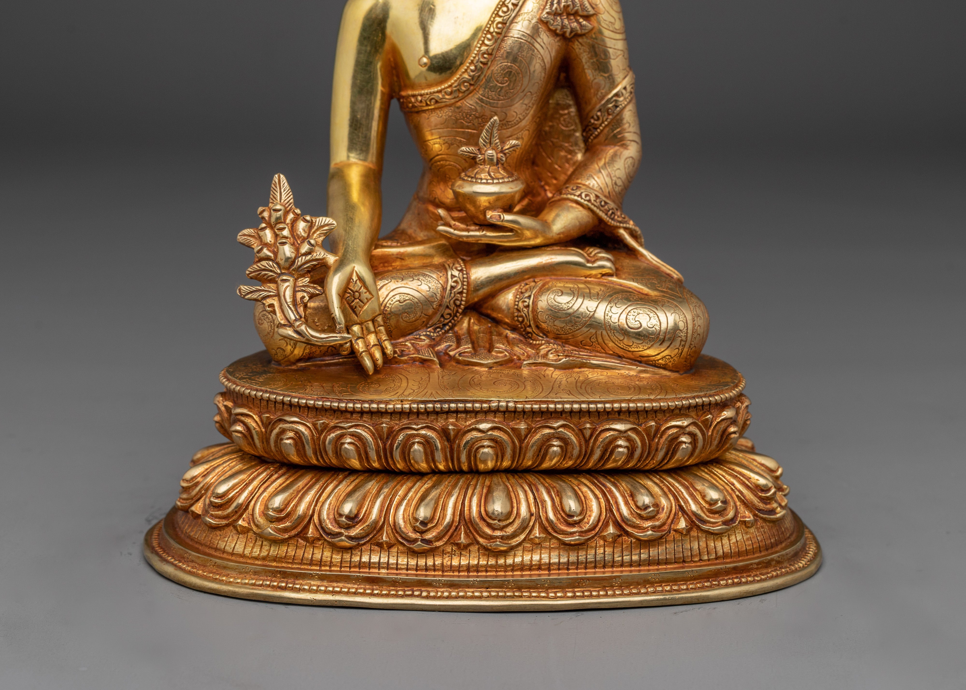 Supreme Healer Medicine Buddha Golden Statue for Healing and Meditation