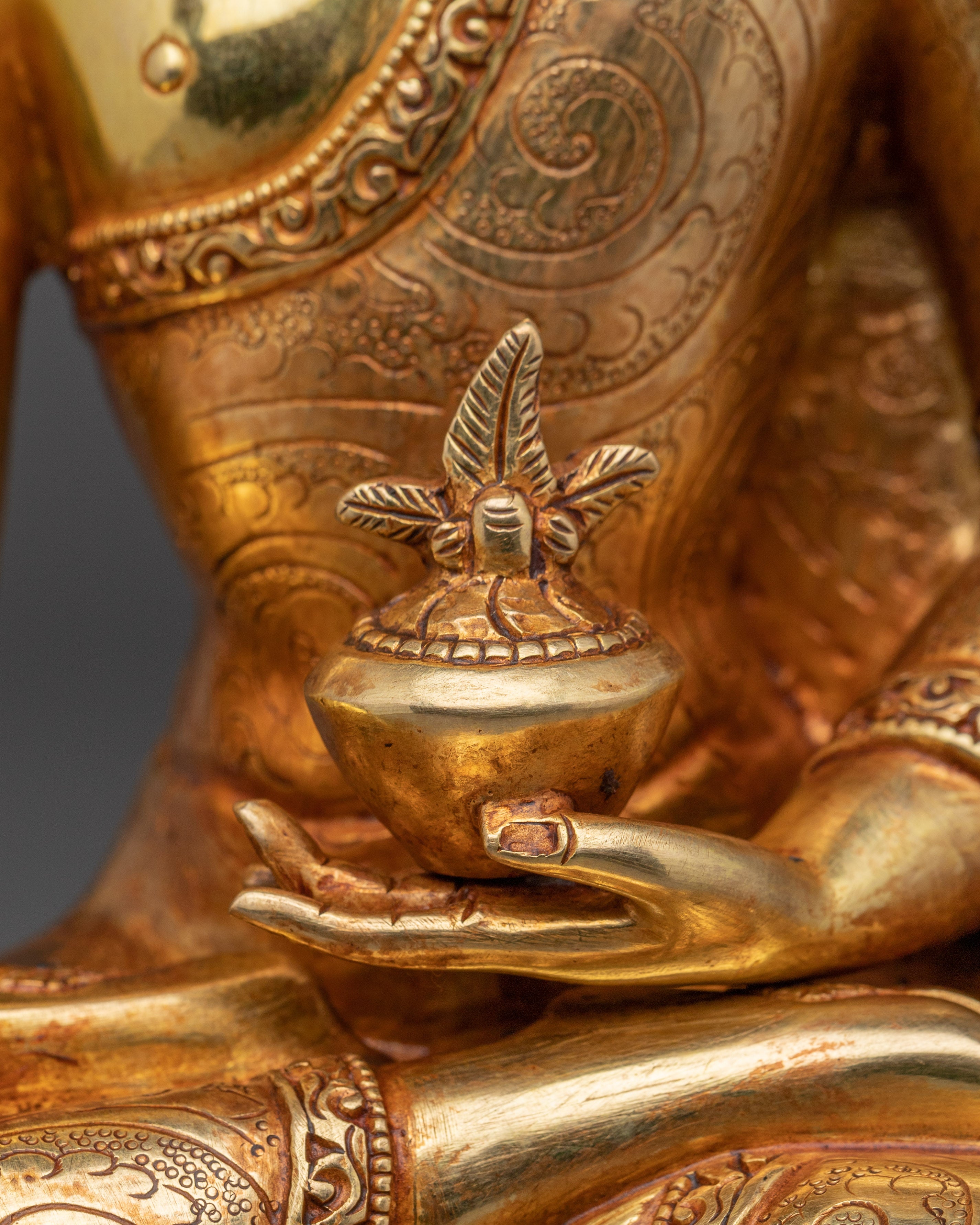 Supreme Healer Medicine Buddha Golden Statue for Healing and Meditation