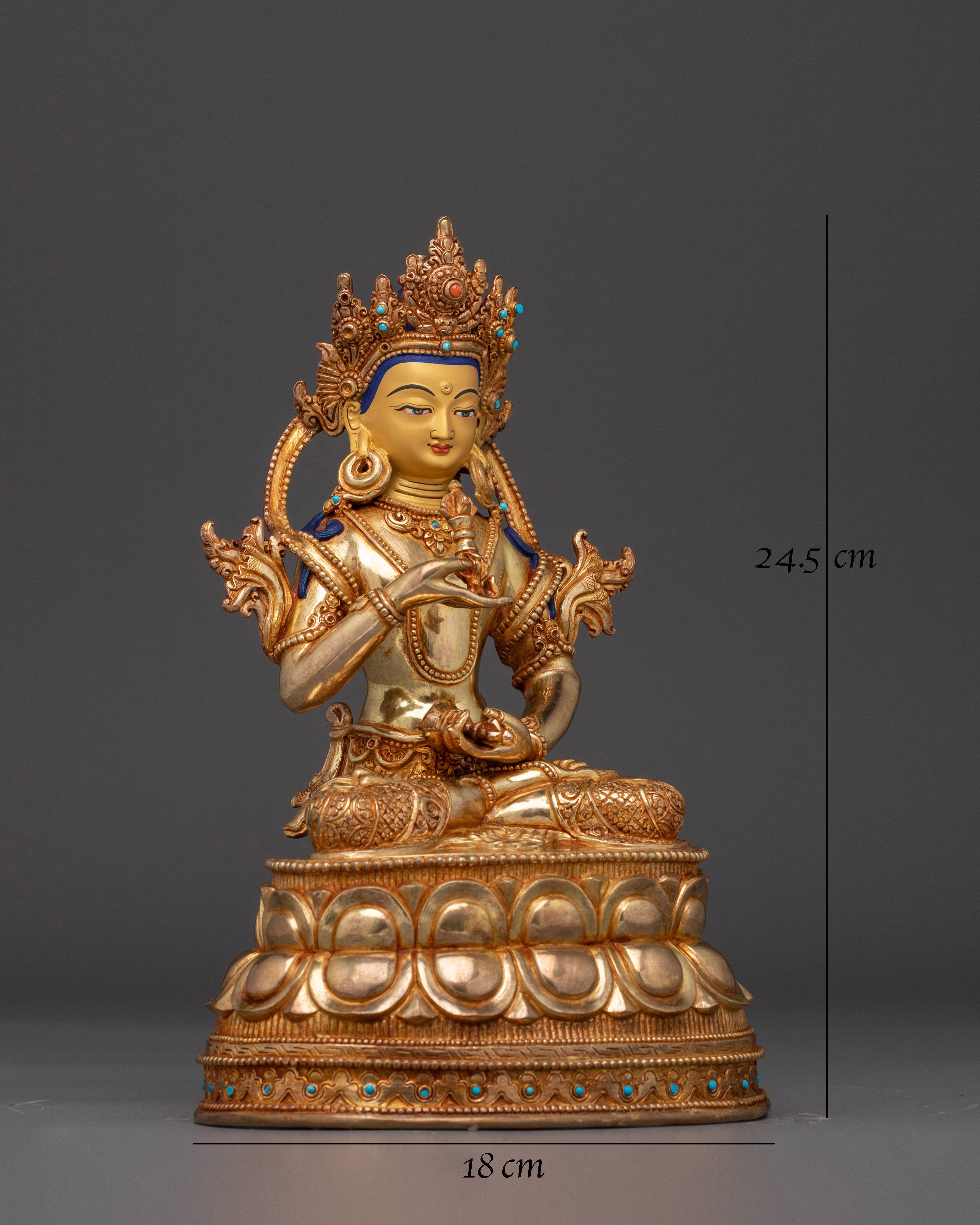 Gold-Gilded Vajrasattva Copper Statue | Meditation & Spiritual Decor