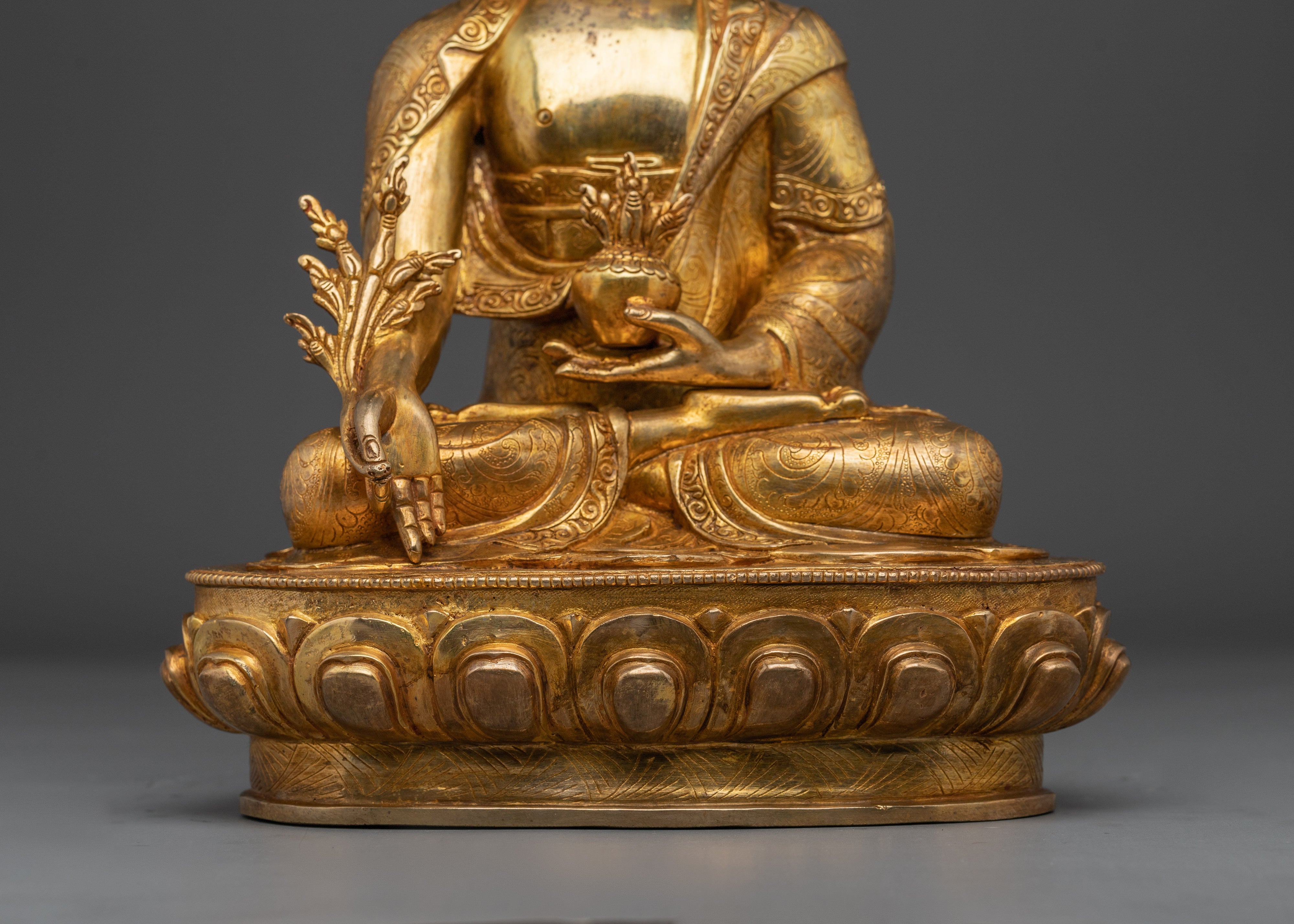 Golden Medicine Buddha Statue | Spiritual Decor Artwork