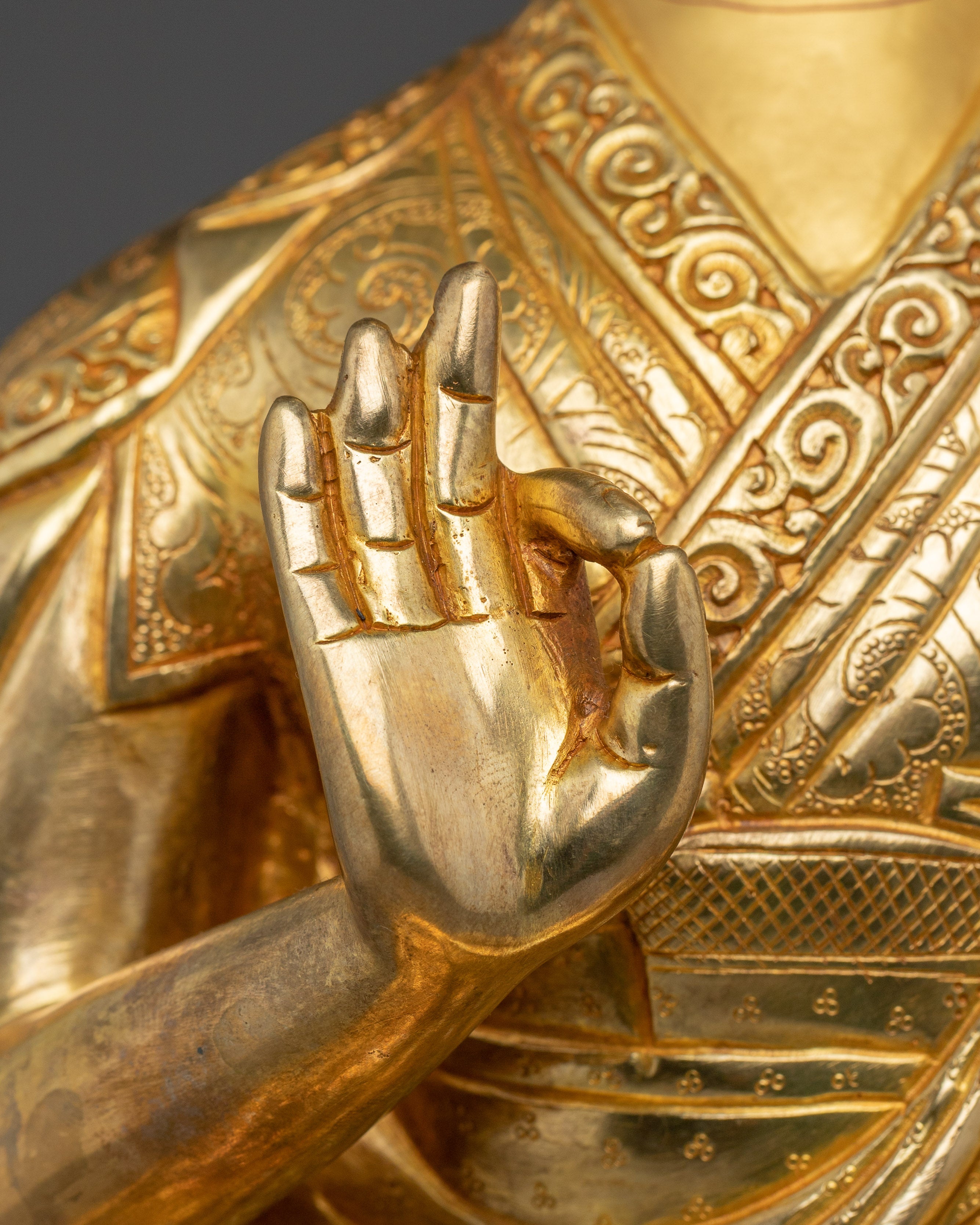 24k Gold Gilded Tsongkhapa Set | Tibetan Religious Guru Lobsang Drakpa