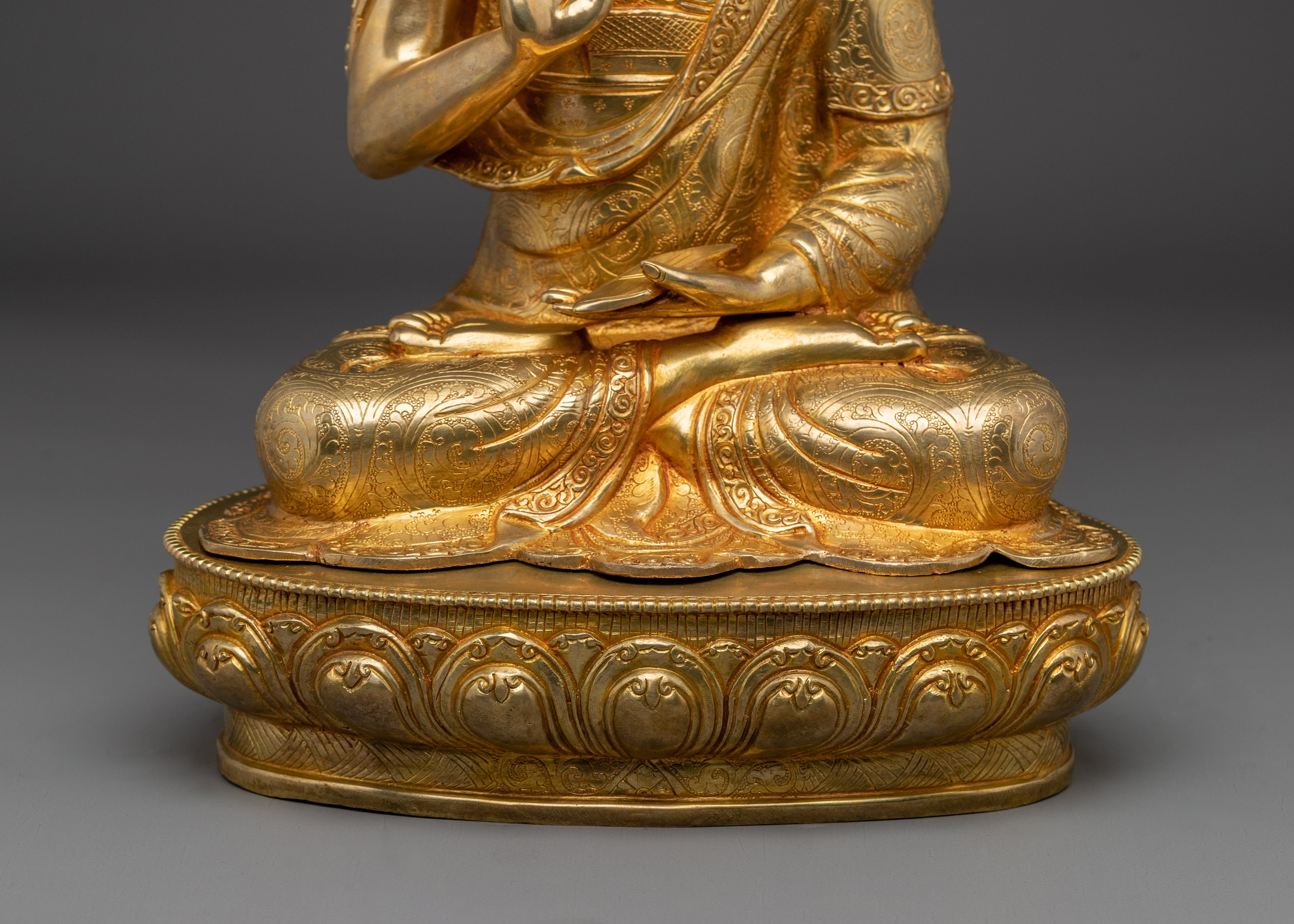 24k Gold Gilded Tsongkhapa Set | Tibetan Religious Guru Lobsang Drakpa