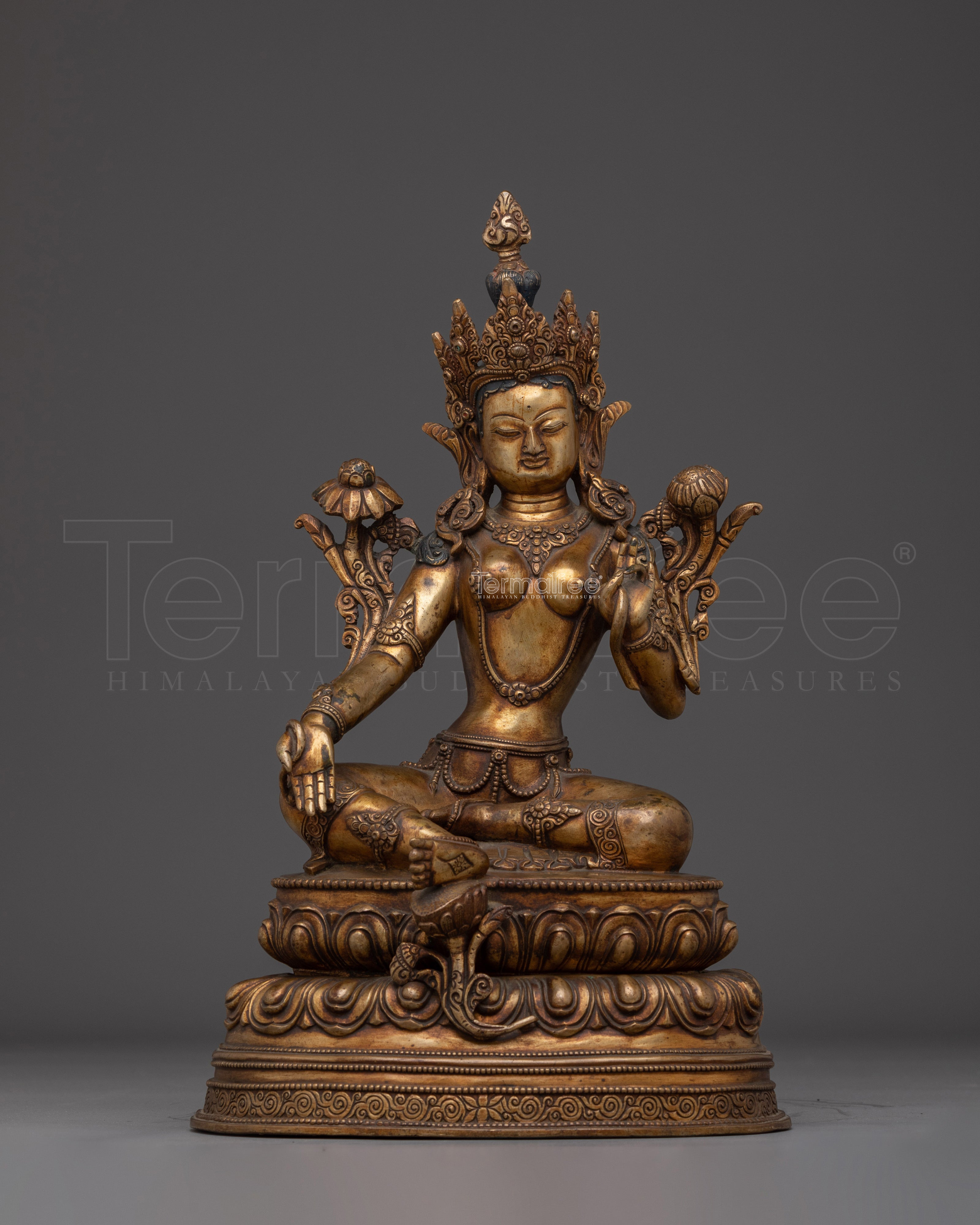 Green Tara Copper Statue -Saviouress from Fear | Mother of Compassion