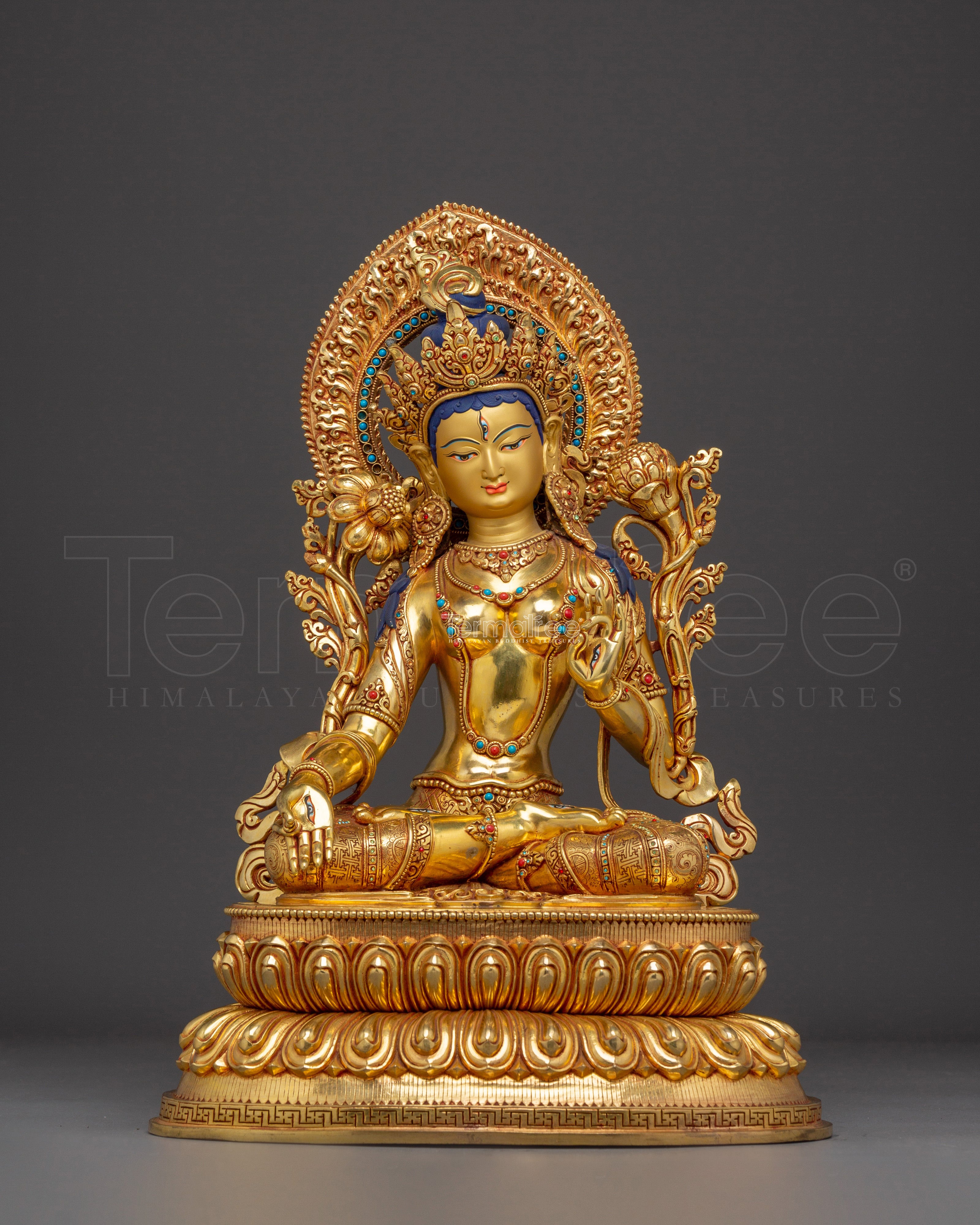 Serene White Tara Copper Sculpture | Sita Tara Himalayan Artwork