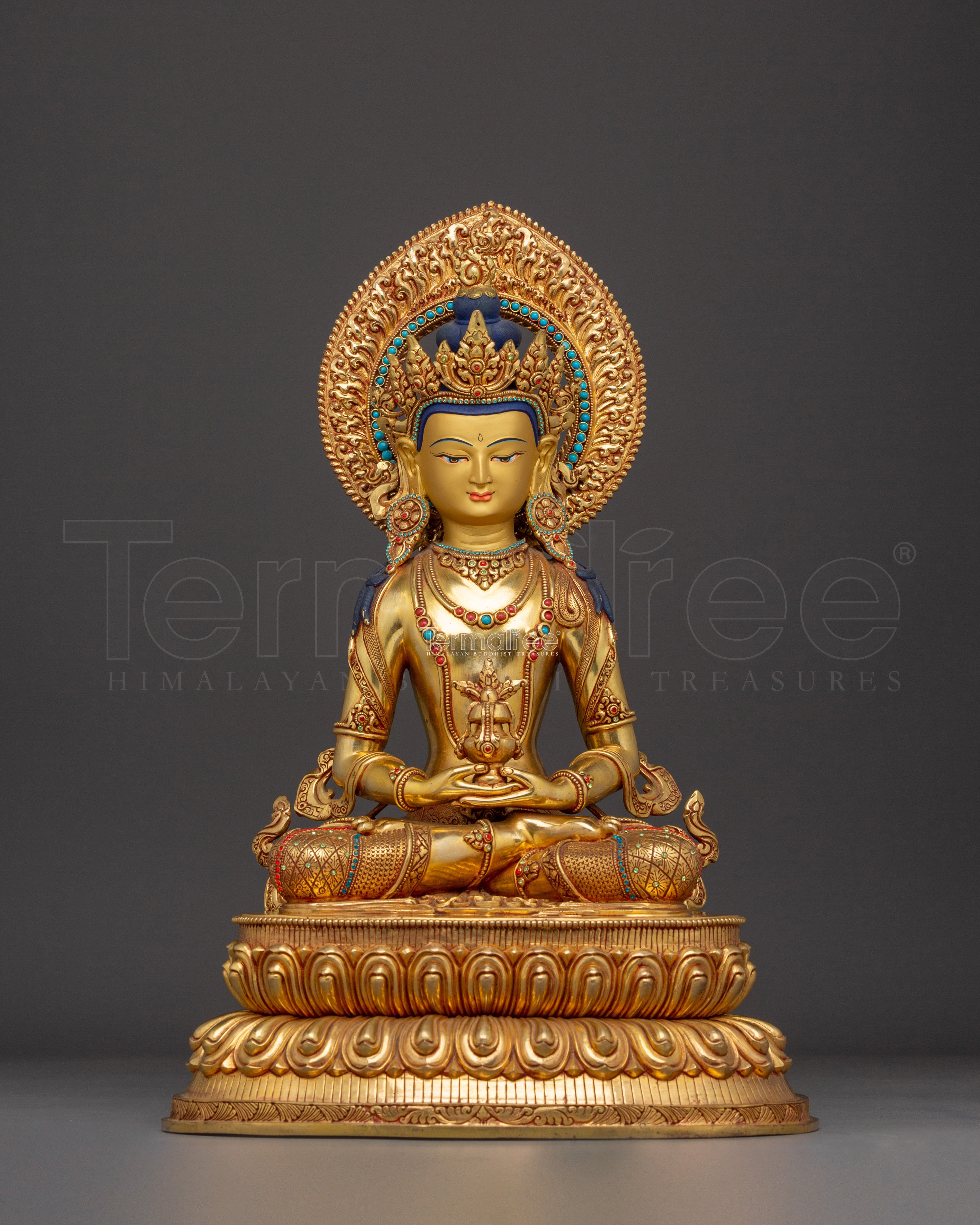 Healing Deity Amitayus Copper Statue | Traditional Himalayan Art