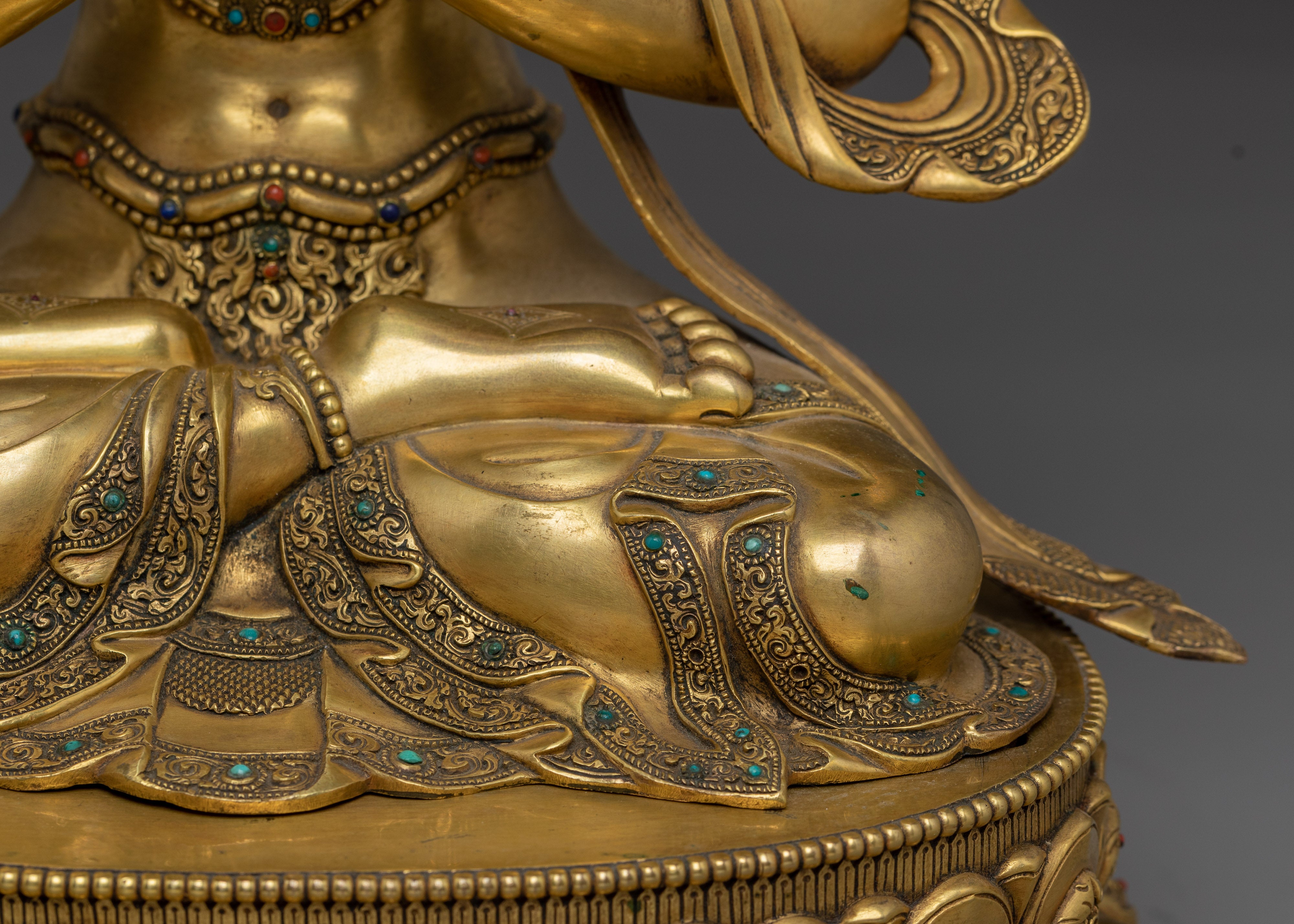 Gold Gilded Chenrezig Art with Copper Body | Tibetan Bodhisattva of Compassion