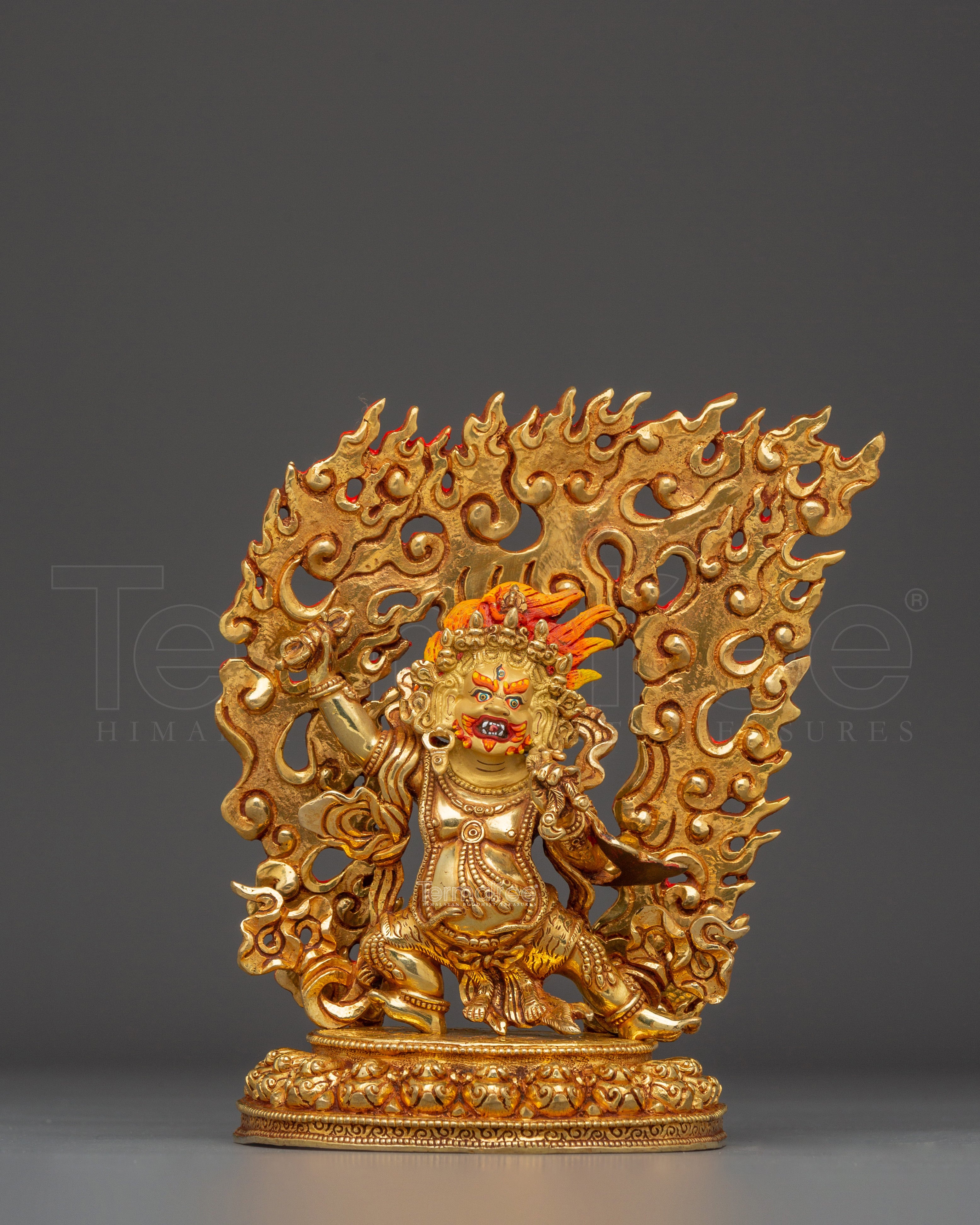 Vajrapani Gold Gilded and Copper Statue | Tibetan Protector Deity Sculpture