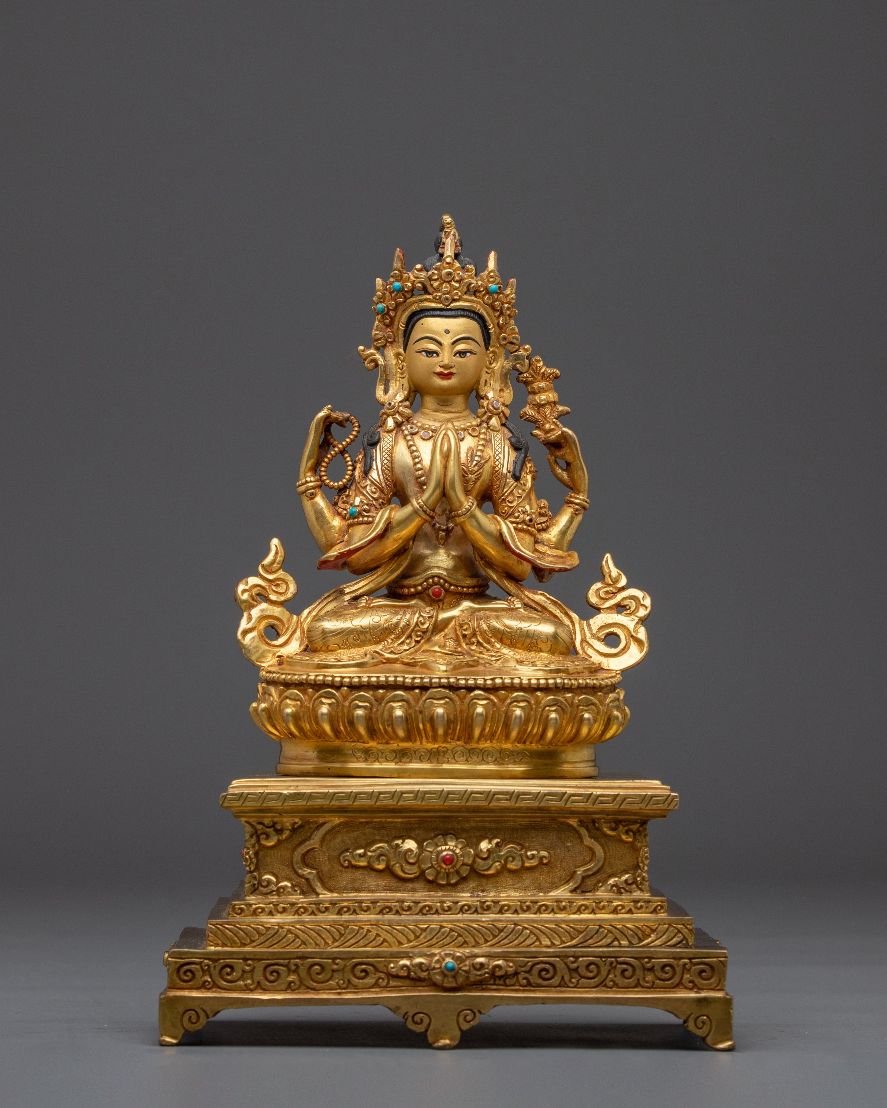 Chenrezig with Throne Statue | Bodhisattva of Compassion
