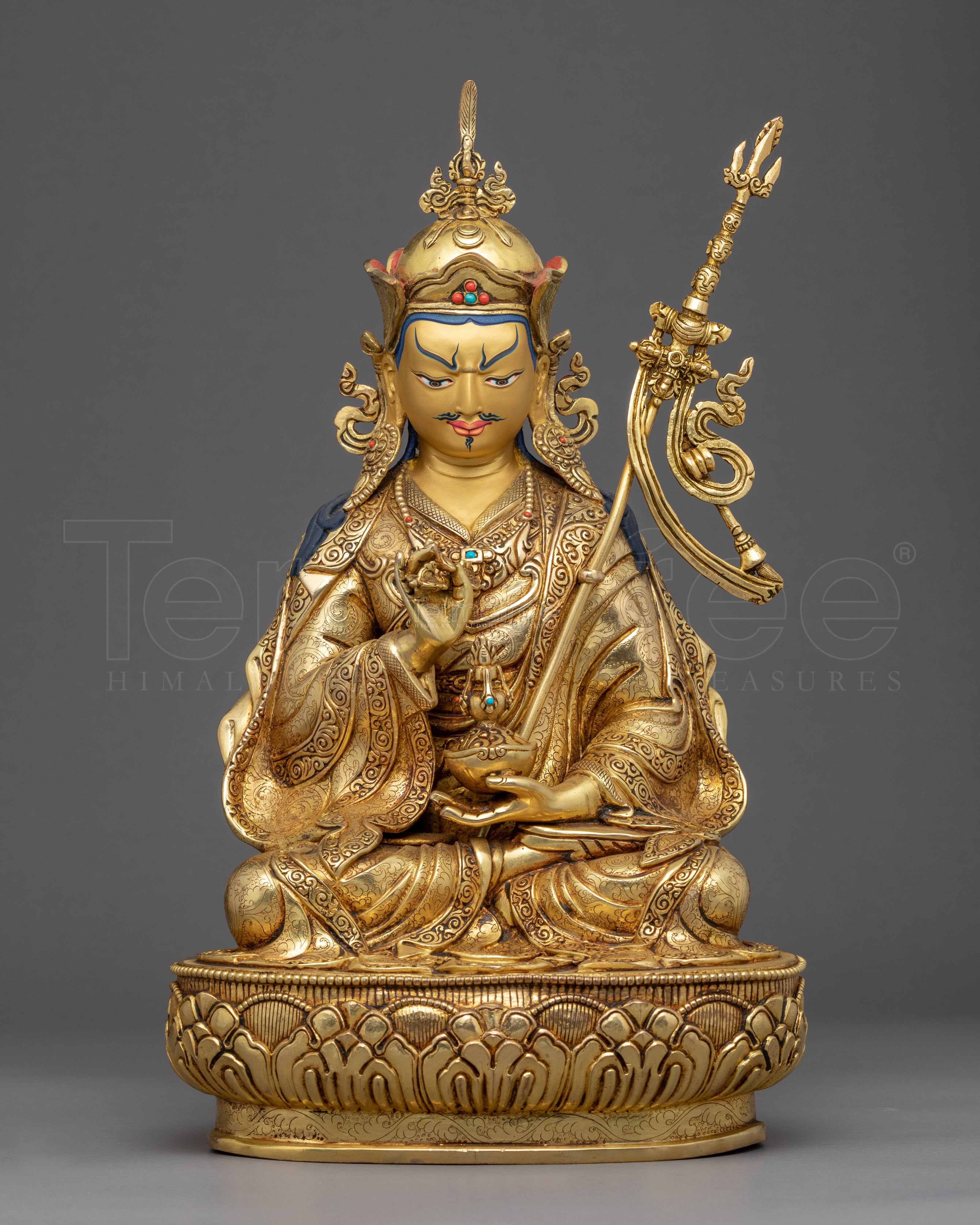 Statue of Guru Rinpoche | 24k Gold Gilded Sculpture