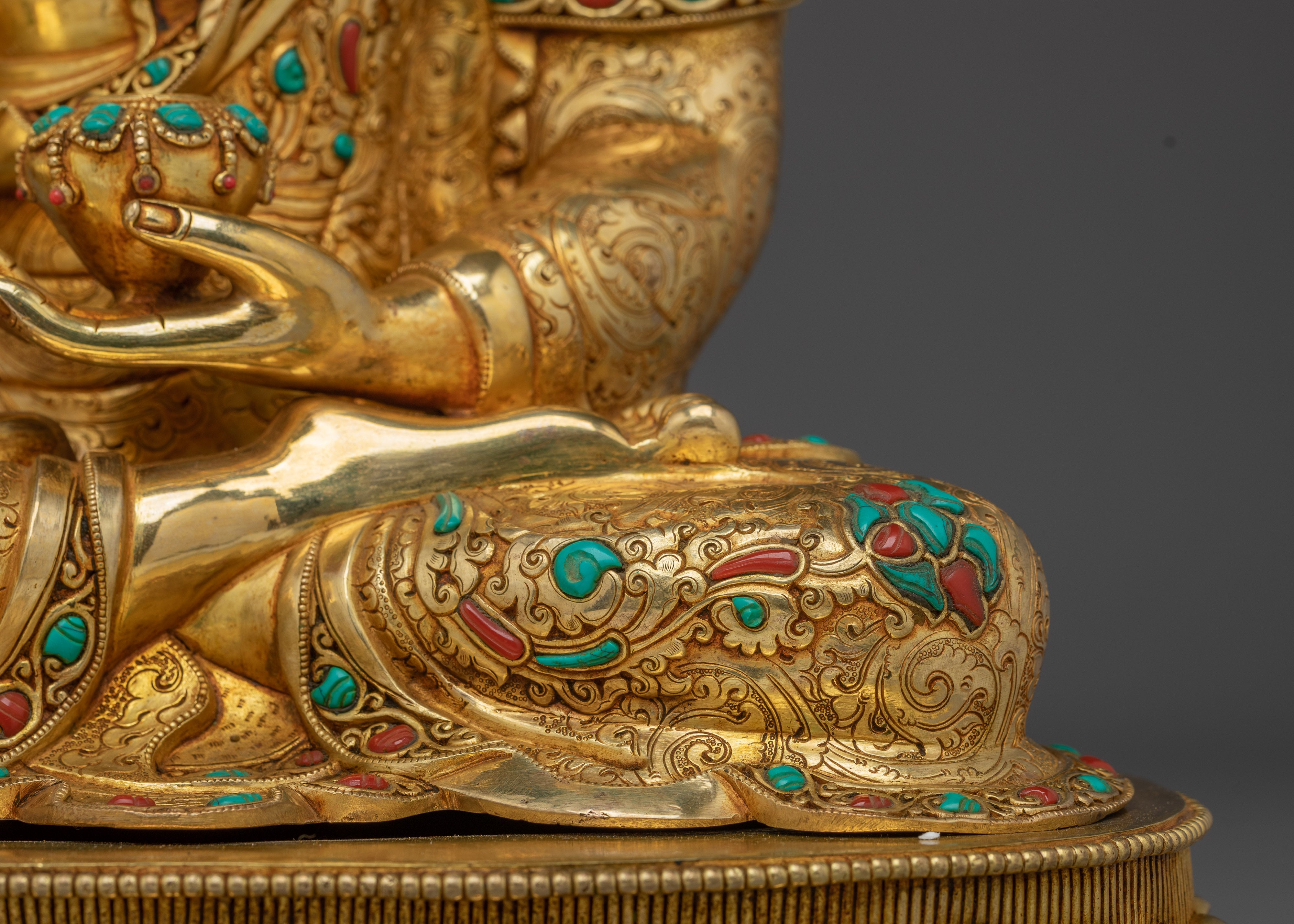 Shakyamuni Buddha Art in 24K Gold Gilding | Sacred Buddha Sculpture for Meditation