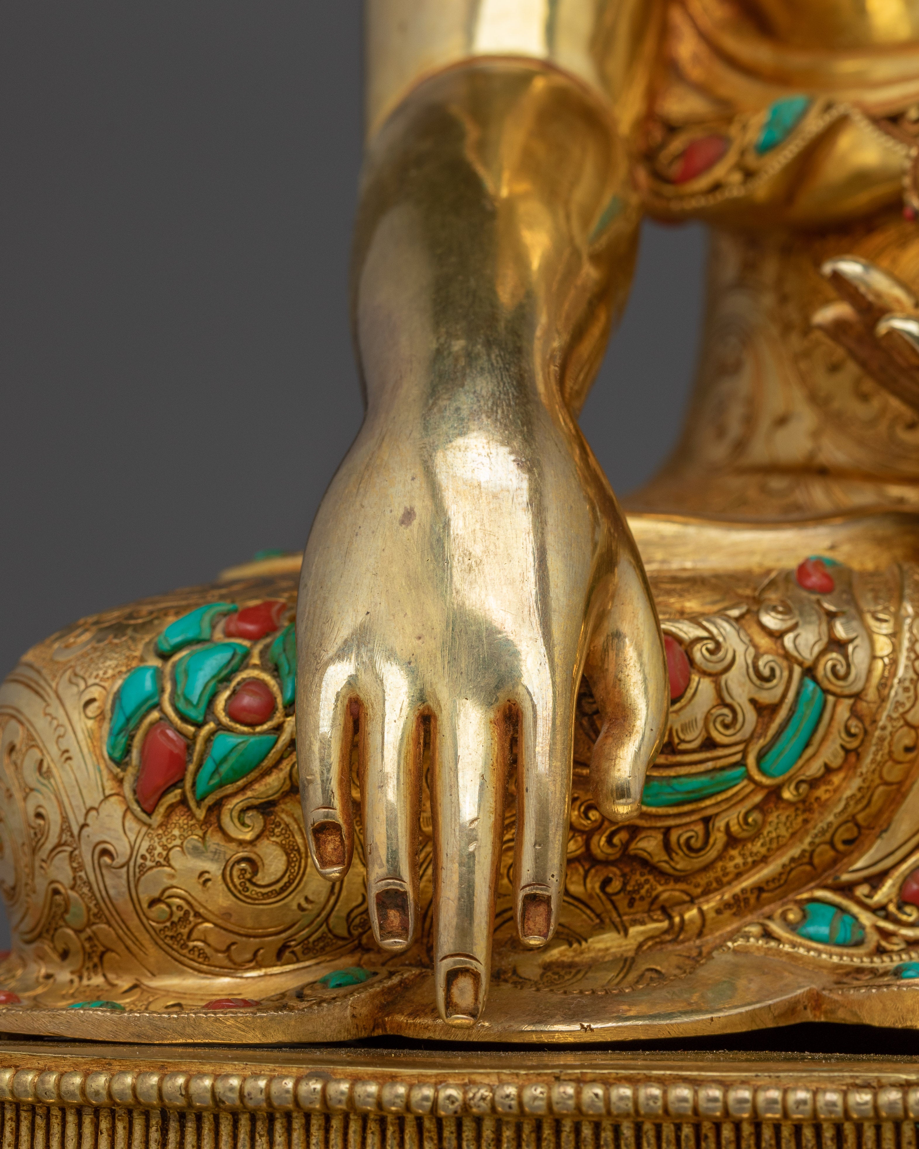 Shakyamuni Buddha Art in 24K Gold Gilding | Sacred Buddha Sculpture for Meditation