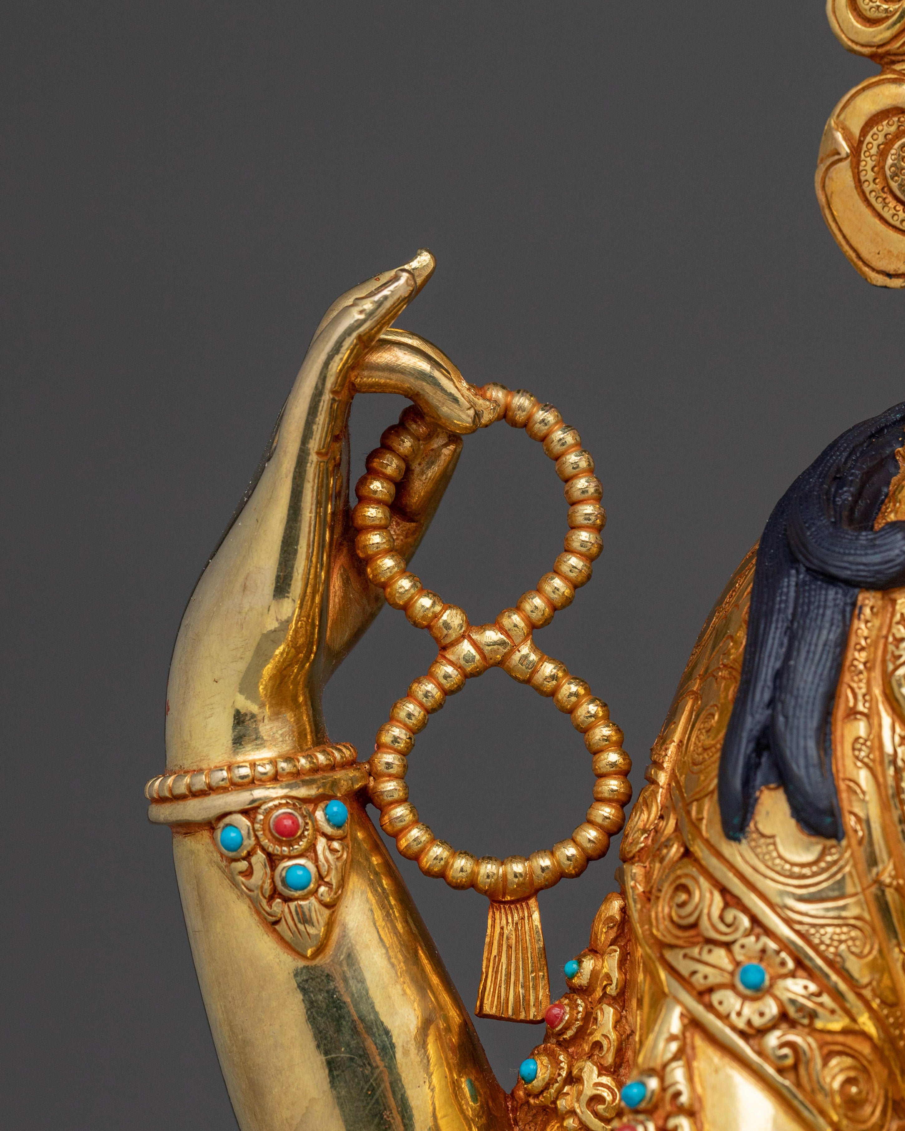 Four-Armed Avalokiteshvara Compassion Sculpture | Chenrezig Deity with 24K Gold Gilding
