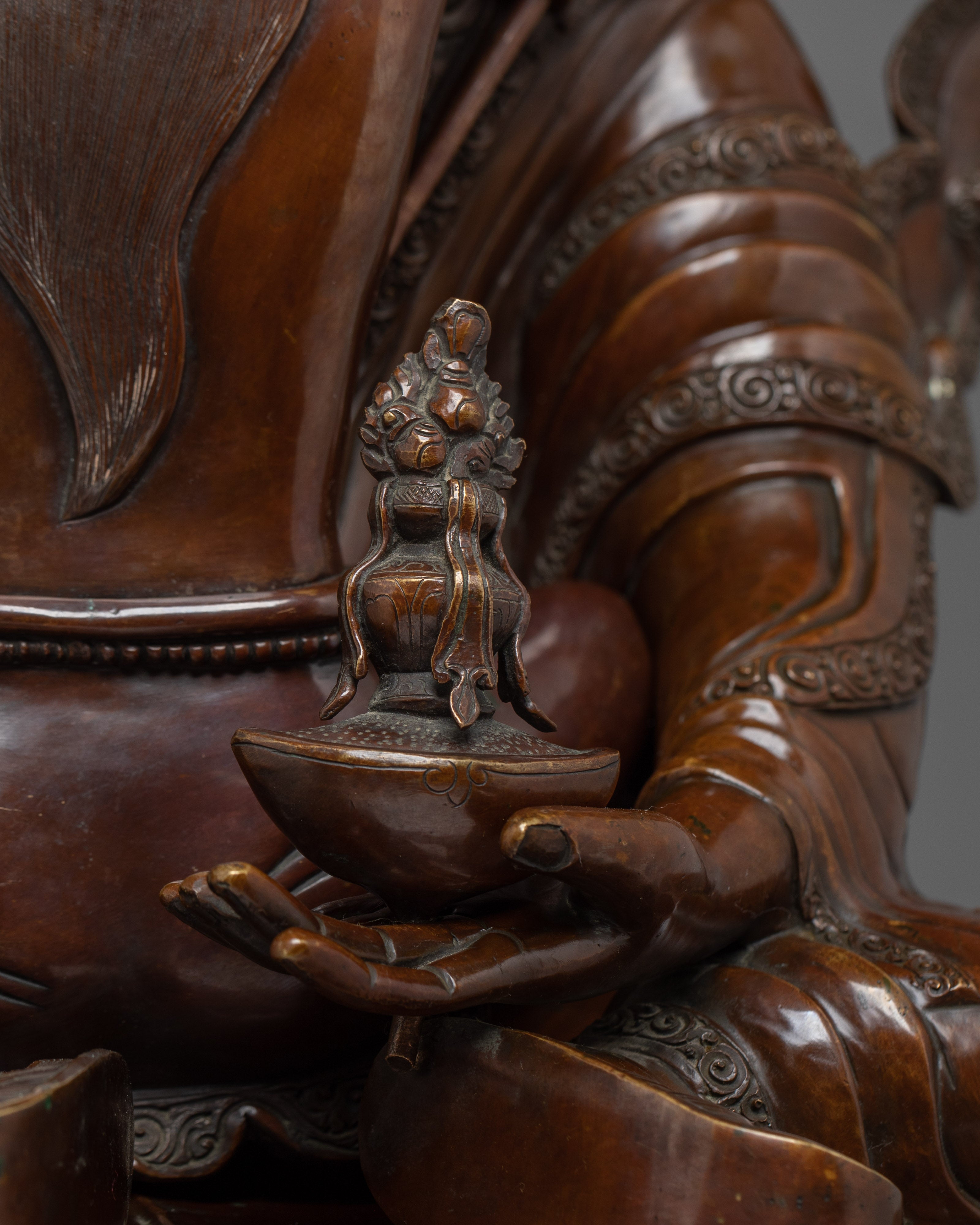 Oxidized Guru Rinpoche with consort | Padmasambhava Artwork