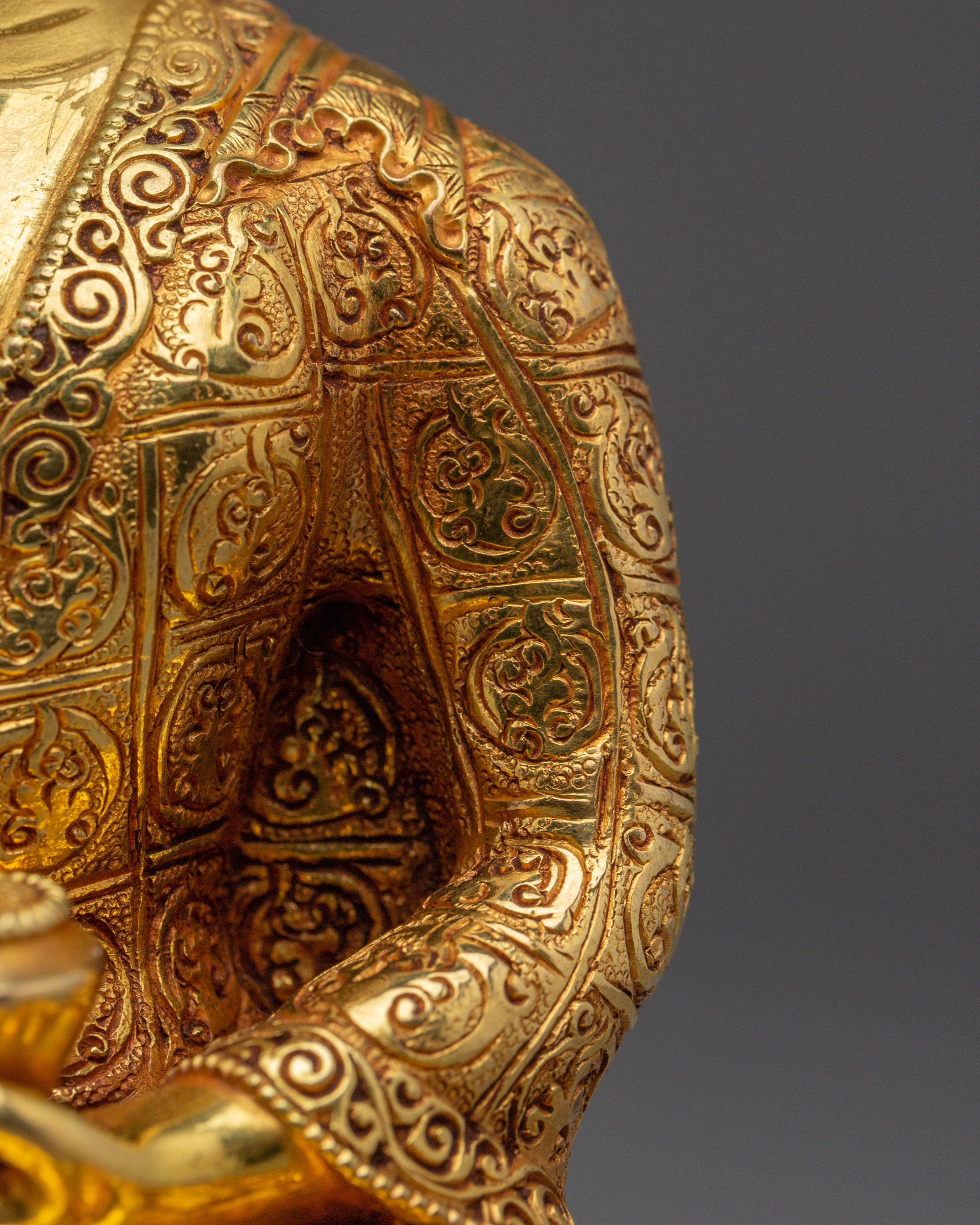 Peaceful Golden Shakyamuni Buddha Artwork | Himalayan Sculpture