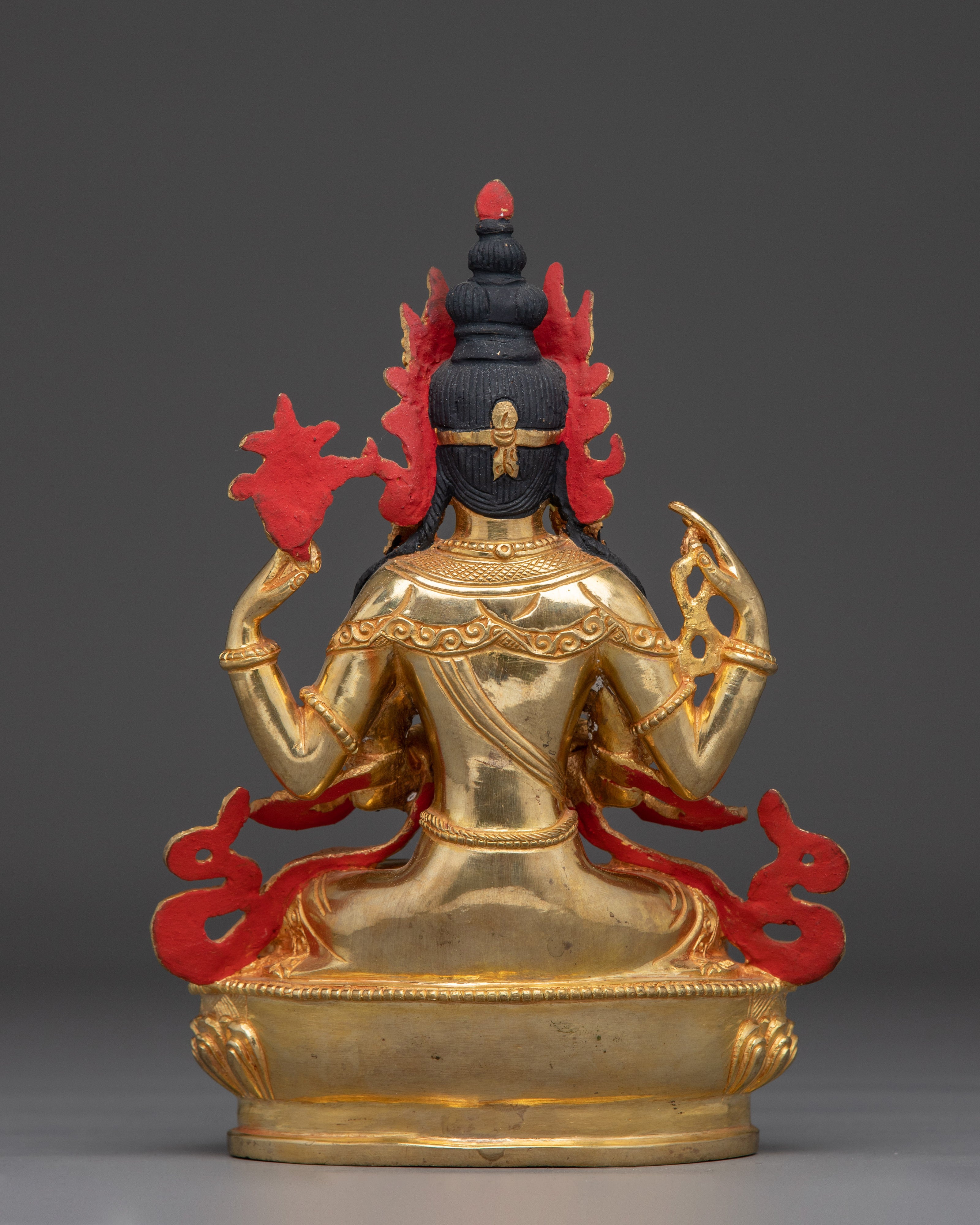 Handmade Gold Gilded Chenrezig Art | Tibetan Bodhisattva of Compassion