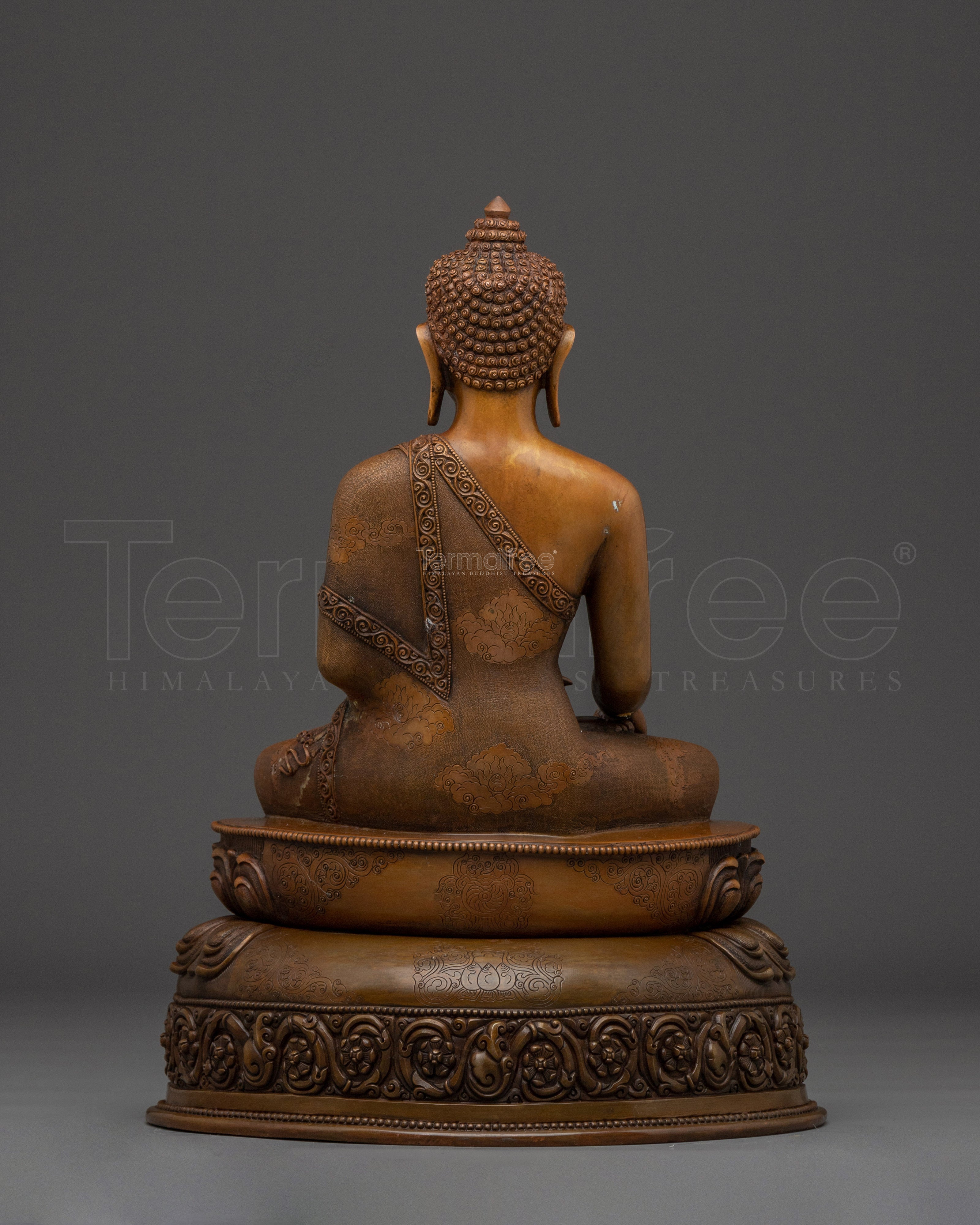 Shakyamuni Buddha Sculpture in Oxidized Copper | Sacred Home Decor