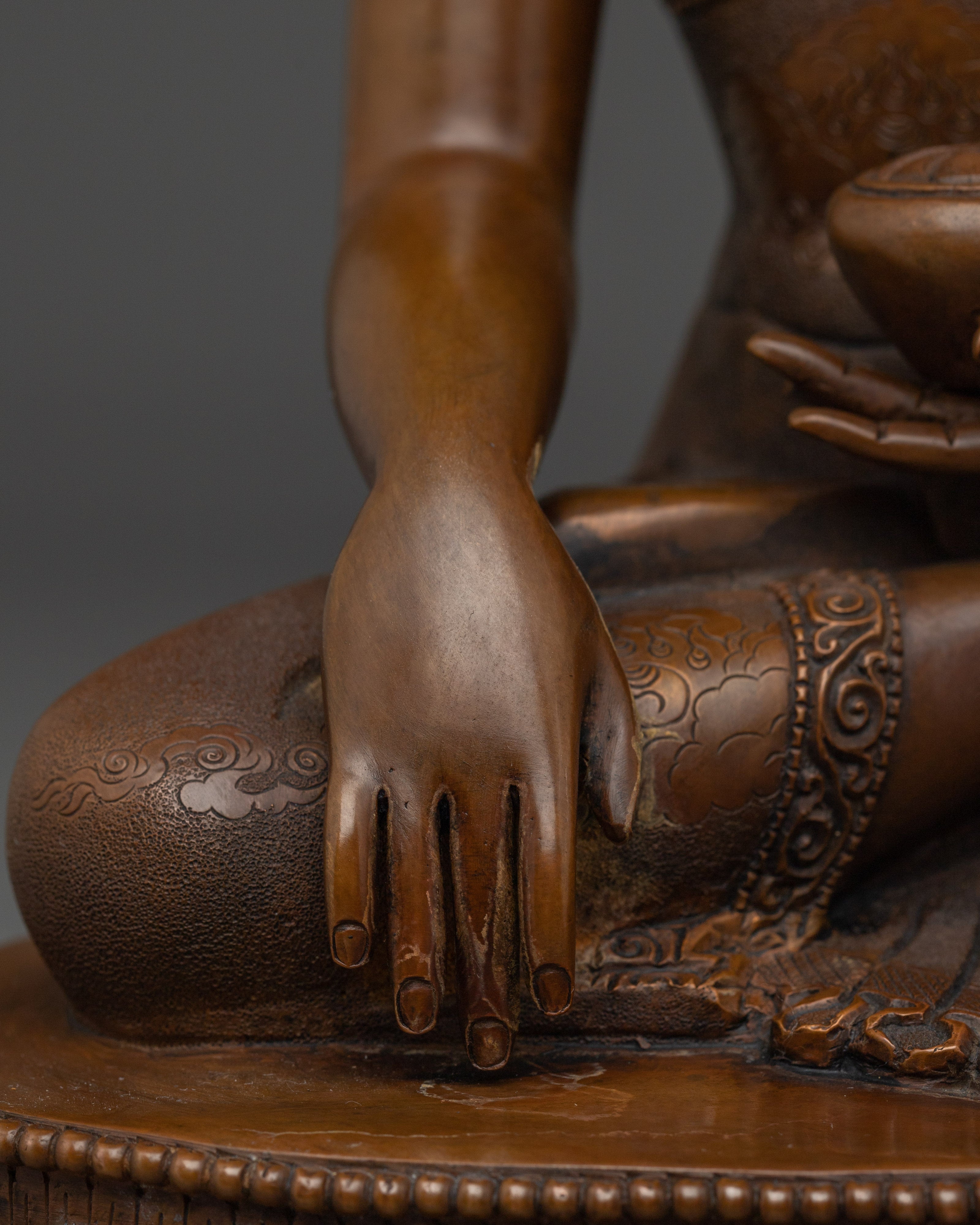 Handcrafted Shakyamuni Buddha Statue for Meditation | Oxidized Copper Sculpture