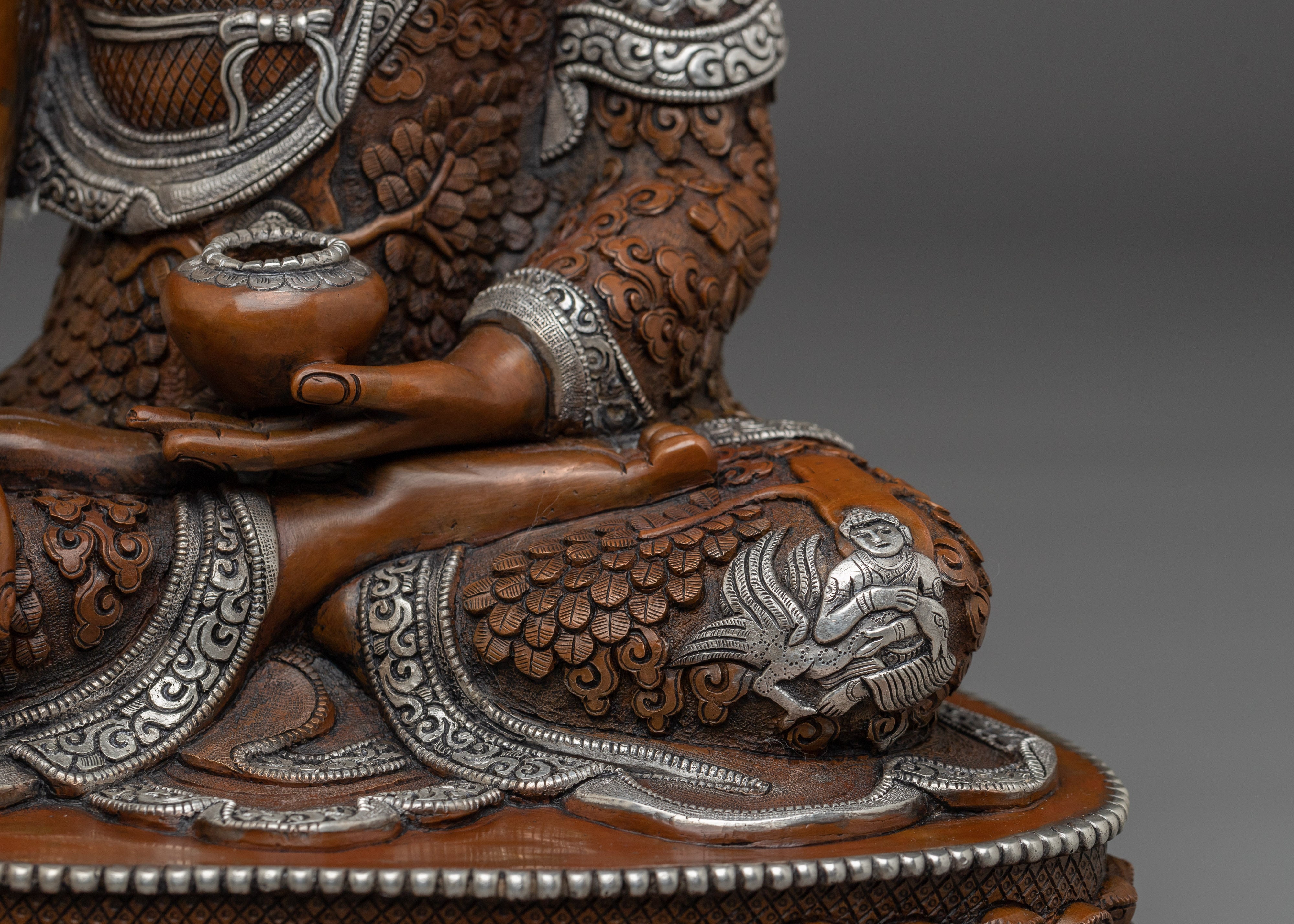 Oxidized Shakyamuni Buddha Spiritual Decor | Himalayan Handmade Statue