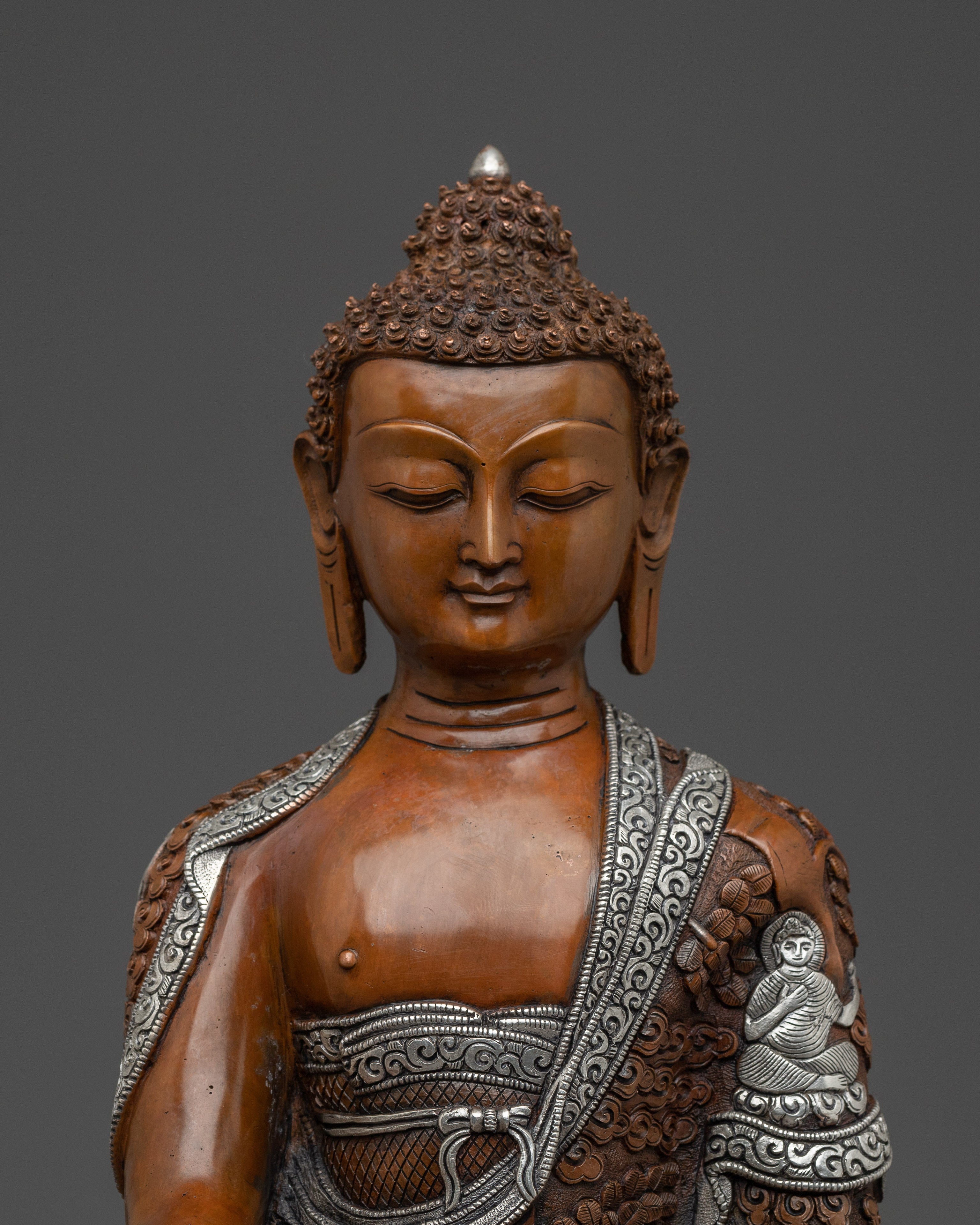 Oxidized Shakyamuni Buddha Spiritual Decor | Himalayan Handmade Statue
