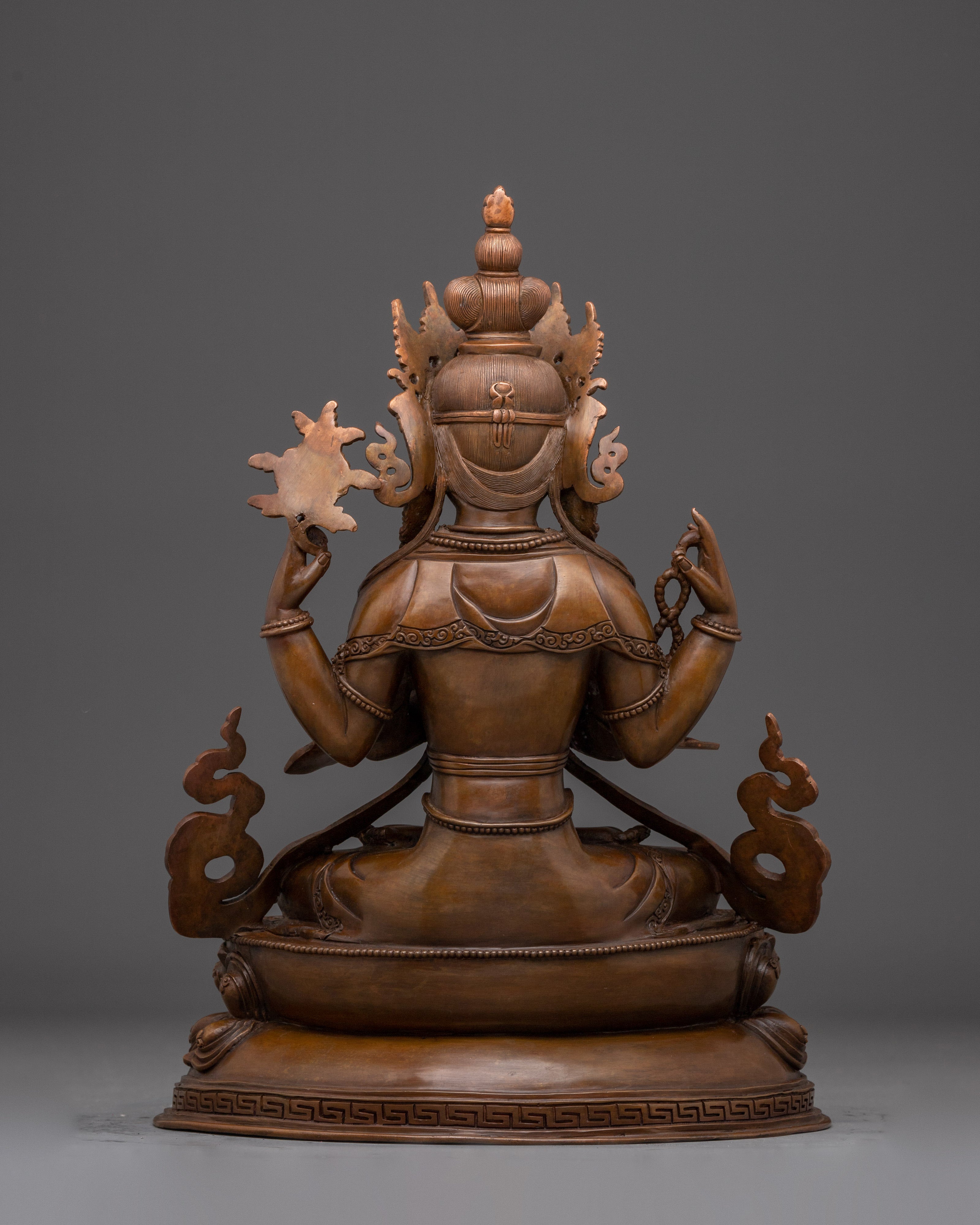Oxidized Copper Avalokiteshvara Buddha of Compassion | Ideal for Healing, Meditation Spaces