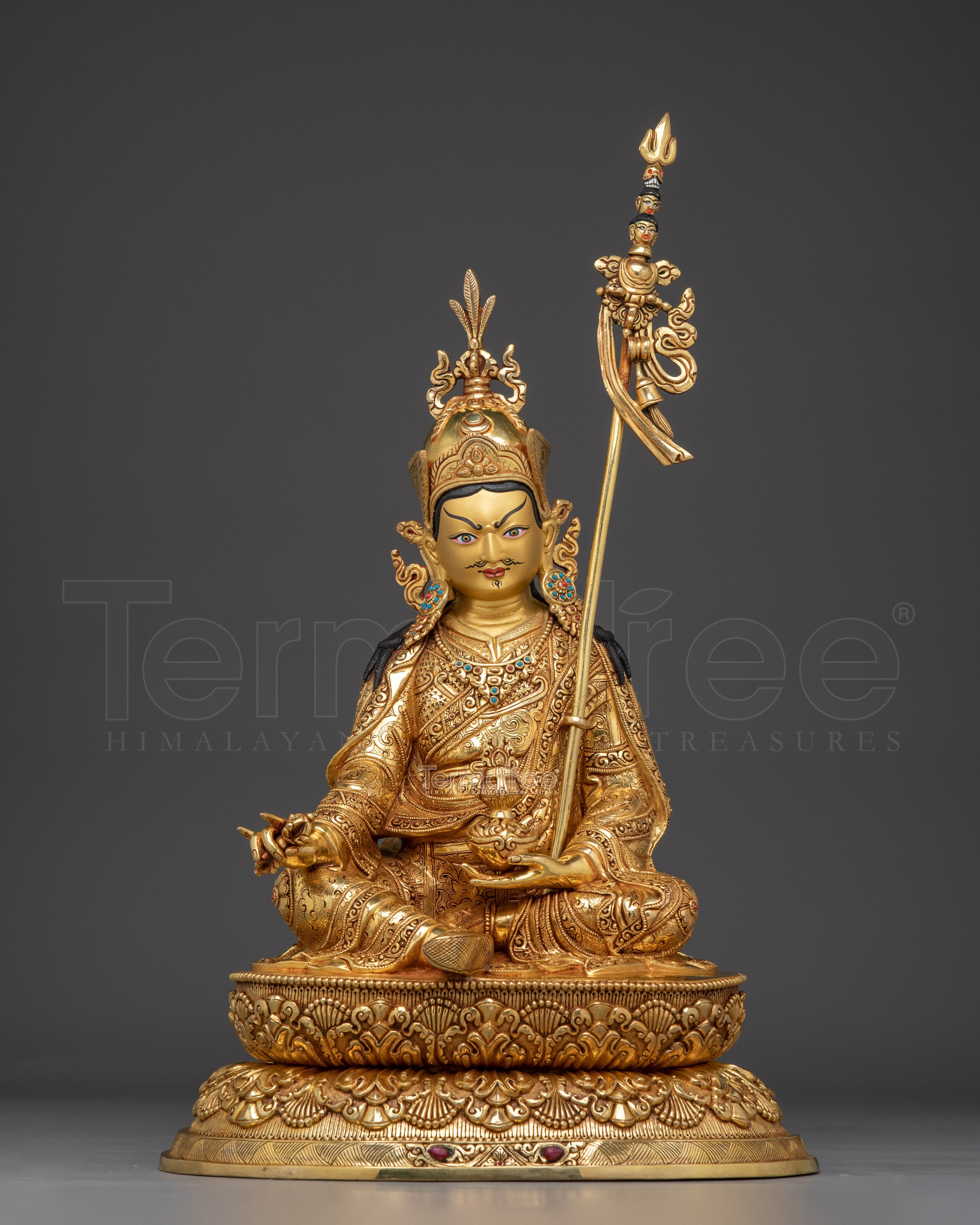 Guru Rinpoche with Khatvanga Trident Statue | Padmasambhava Artwork