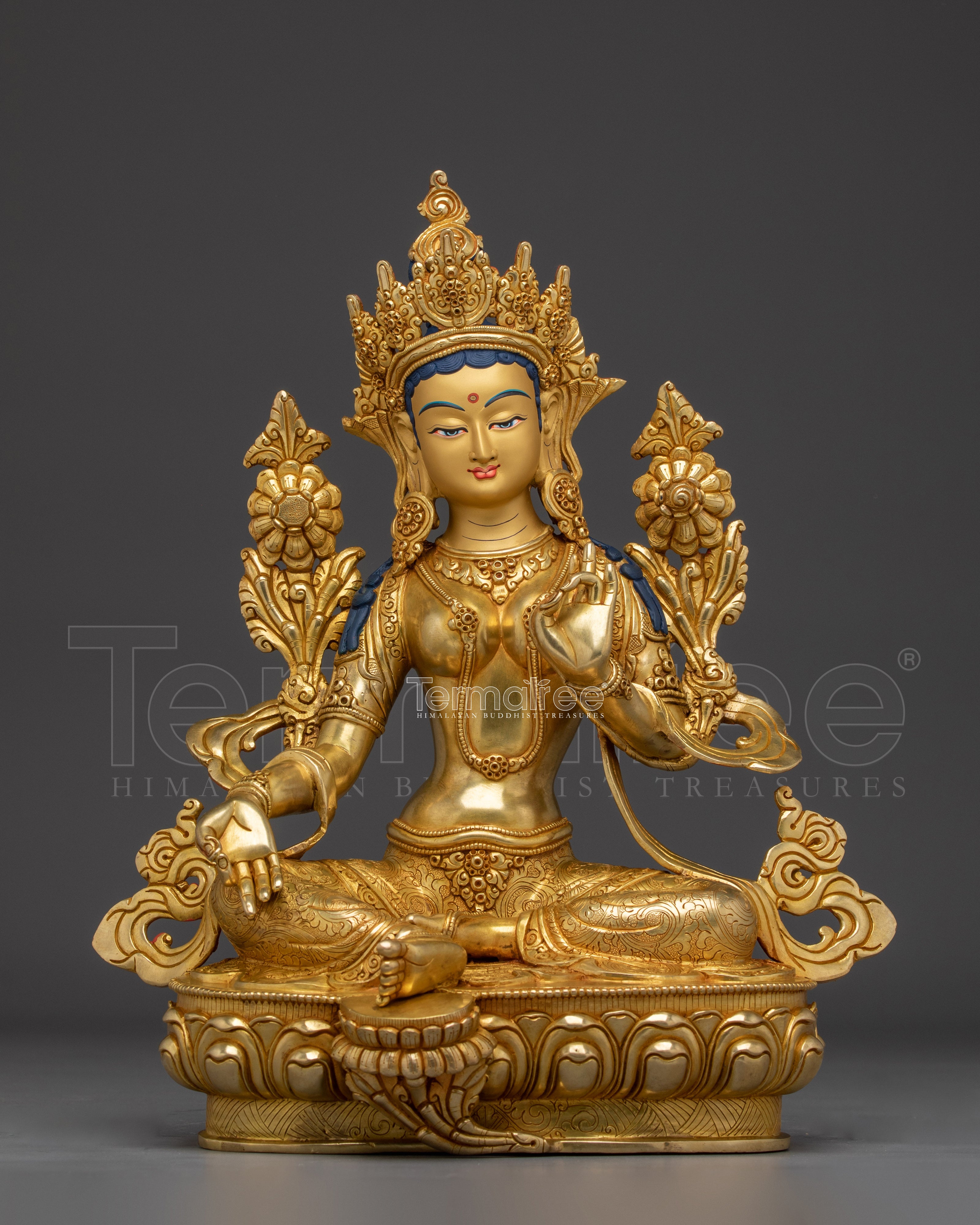 Handmade Golden Green Tara Nepali Artwork | Mother of All Buddhas