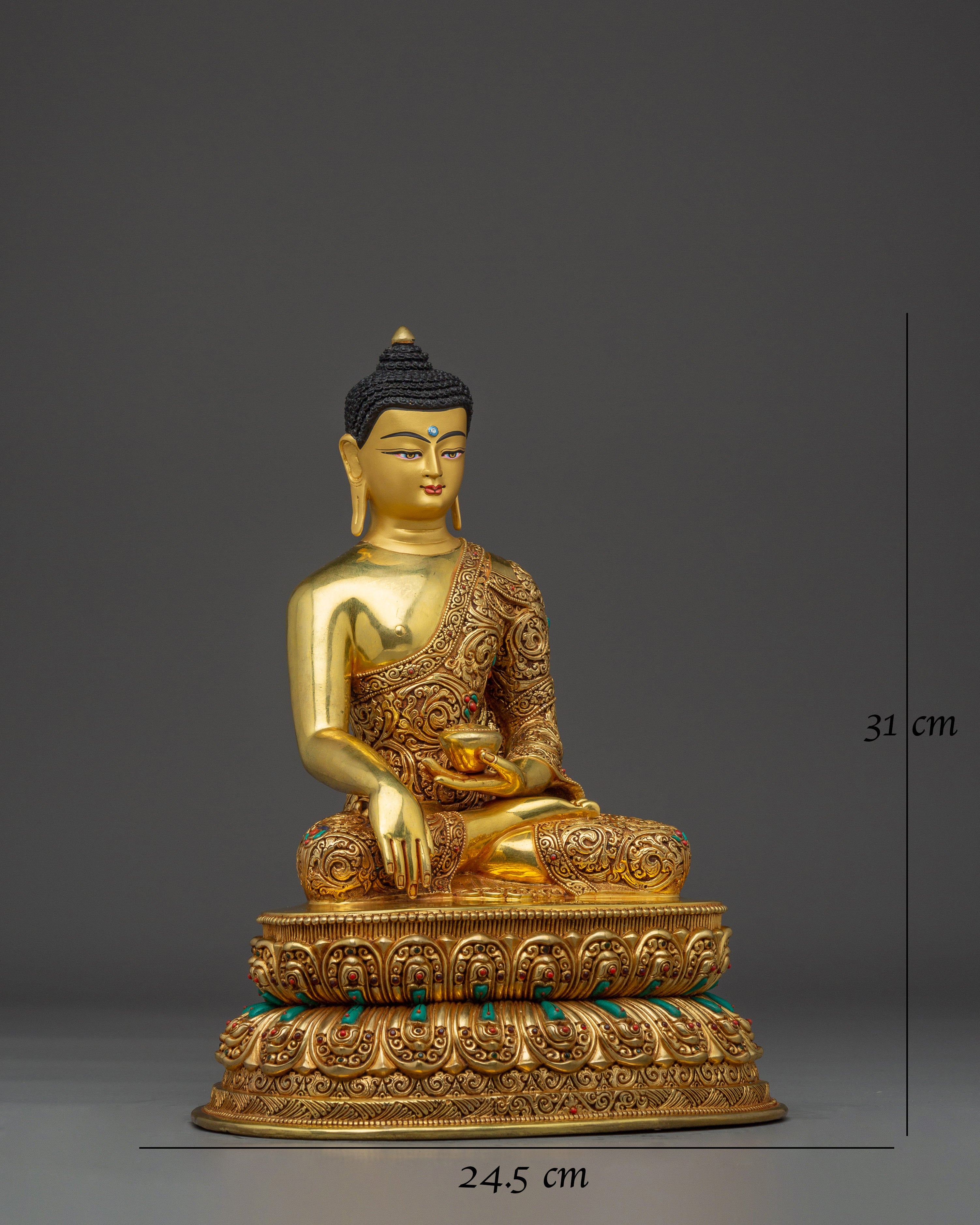 Shakyamuni Buddha Statue with Intricate Copper