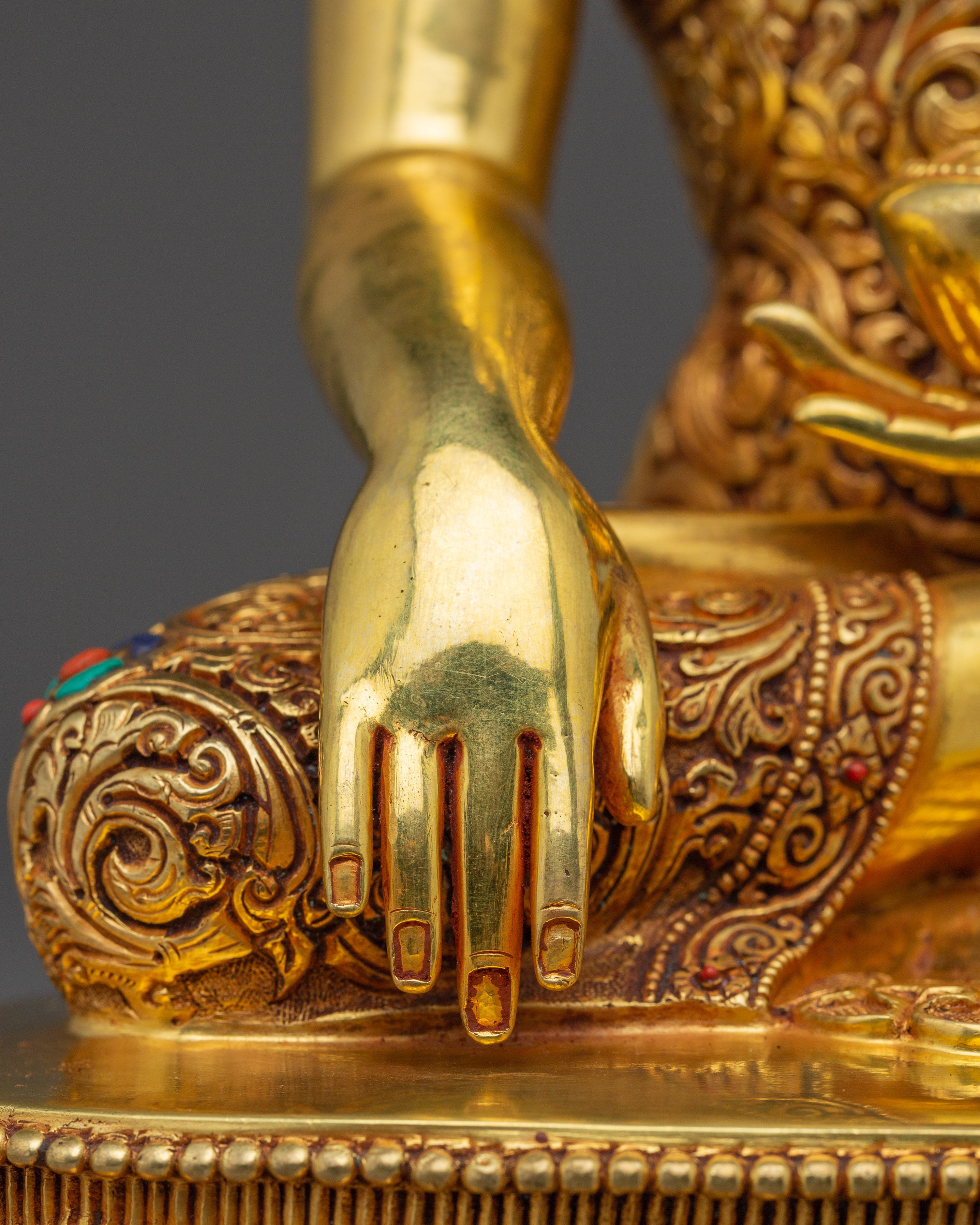 Shakyamuni Buddha Statue with Intricate Copper | Gold and Acrylic Paintings