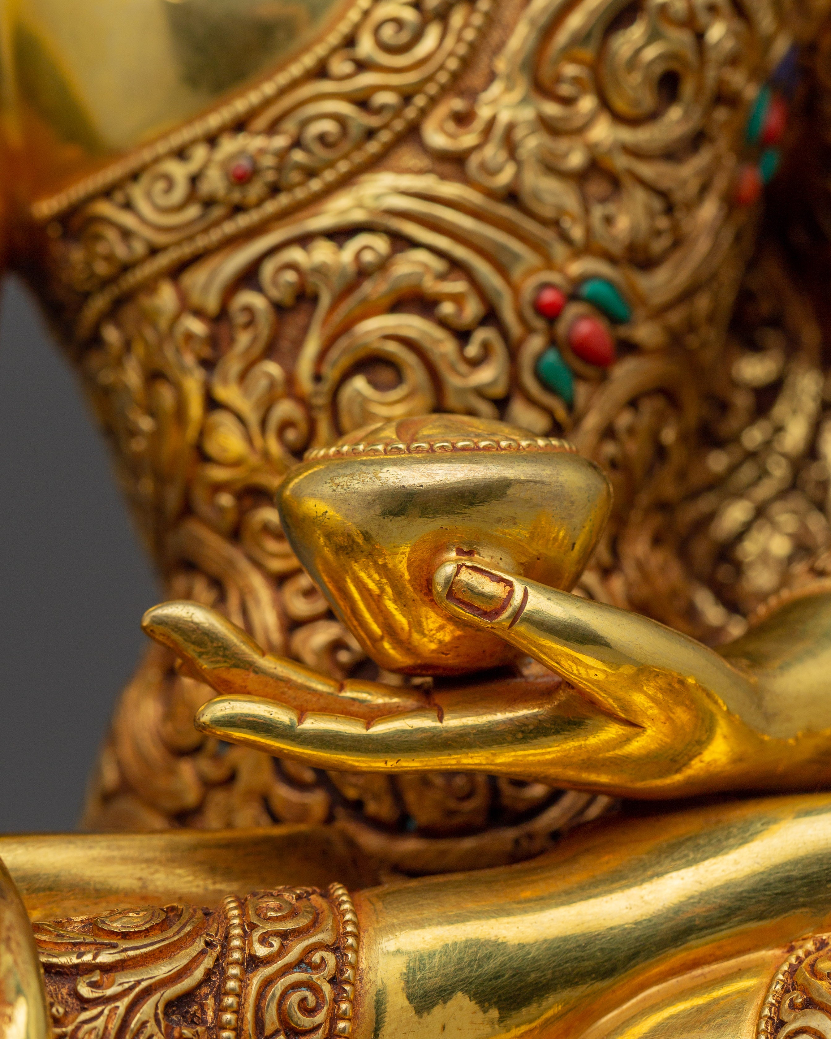 Shakyamuni Buddha Statue with Intricate Copper | Gold and Acrylic Paintings