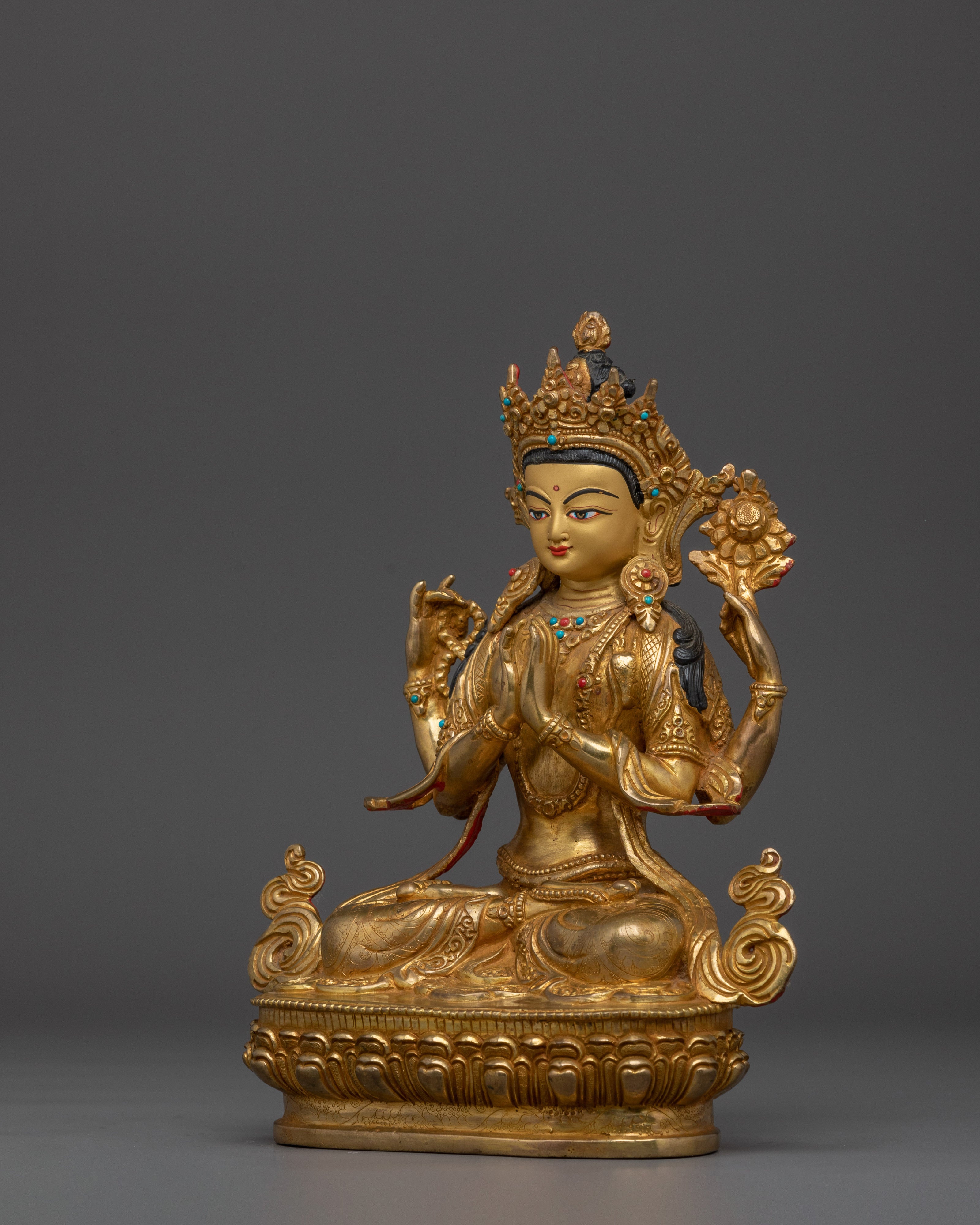 Compassion Bodhisattva Chenrezig Handmade Statue | Avalokiteshvara Artwork