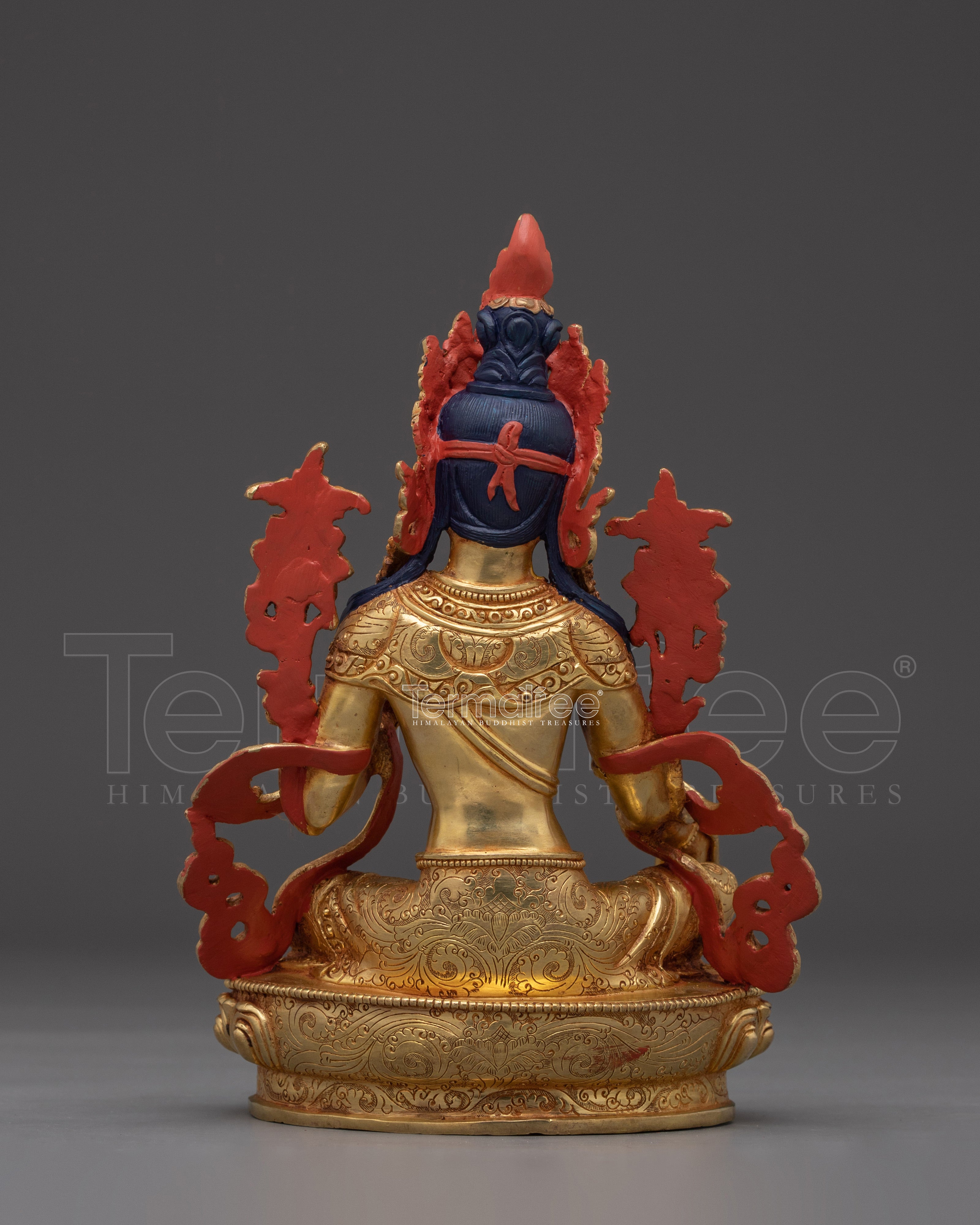 Handcrafted Golden Copper Green Tara Statue | Embodies Compassion and Protection