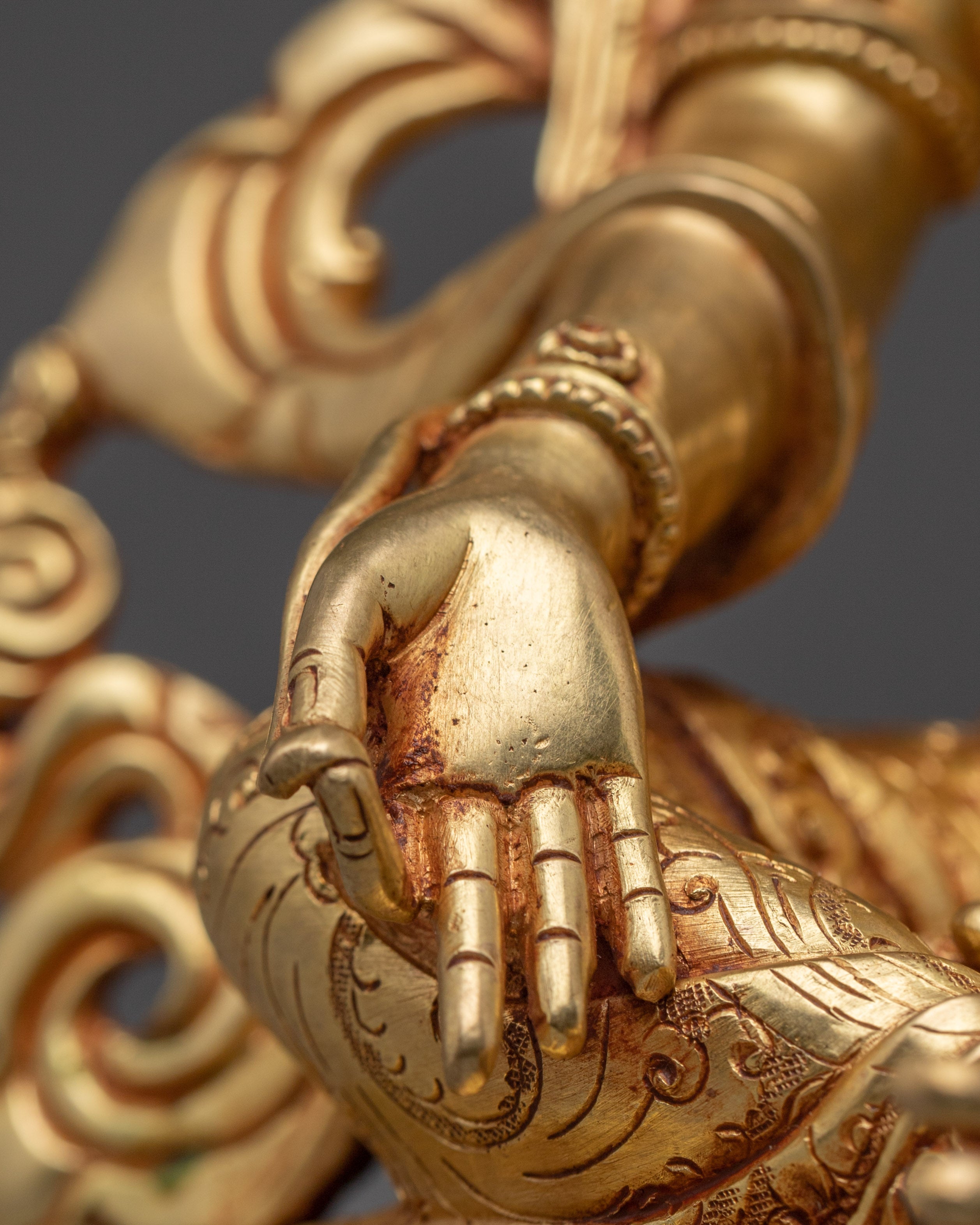 Handcrafted Golden Copper Green Tara Statue | Embodies Compassion and Protection