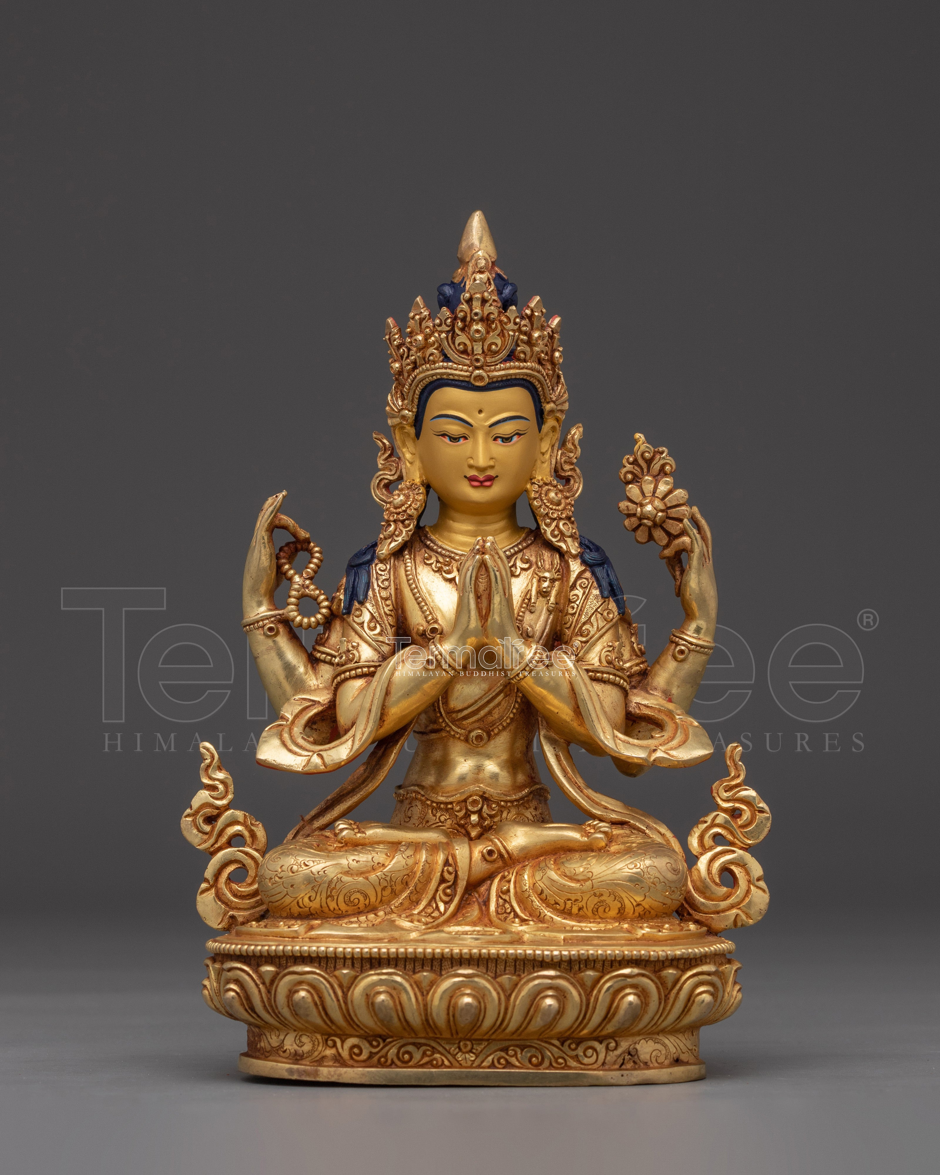 Chenrezig Art - Bodhisattva of compassion | Golden Avalokiteshvara Artwork