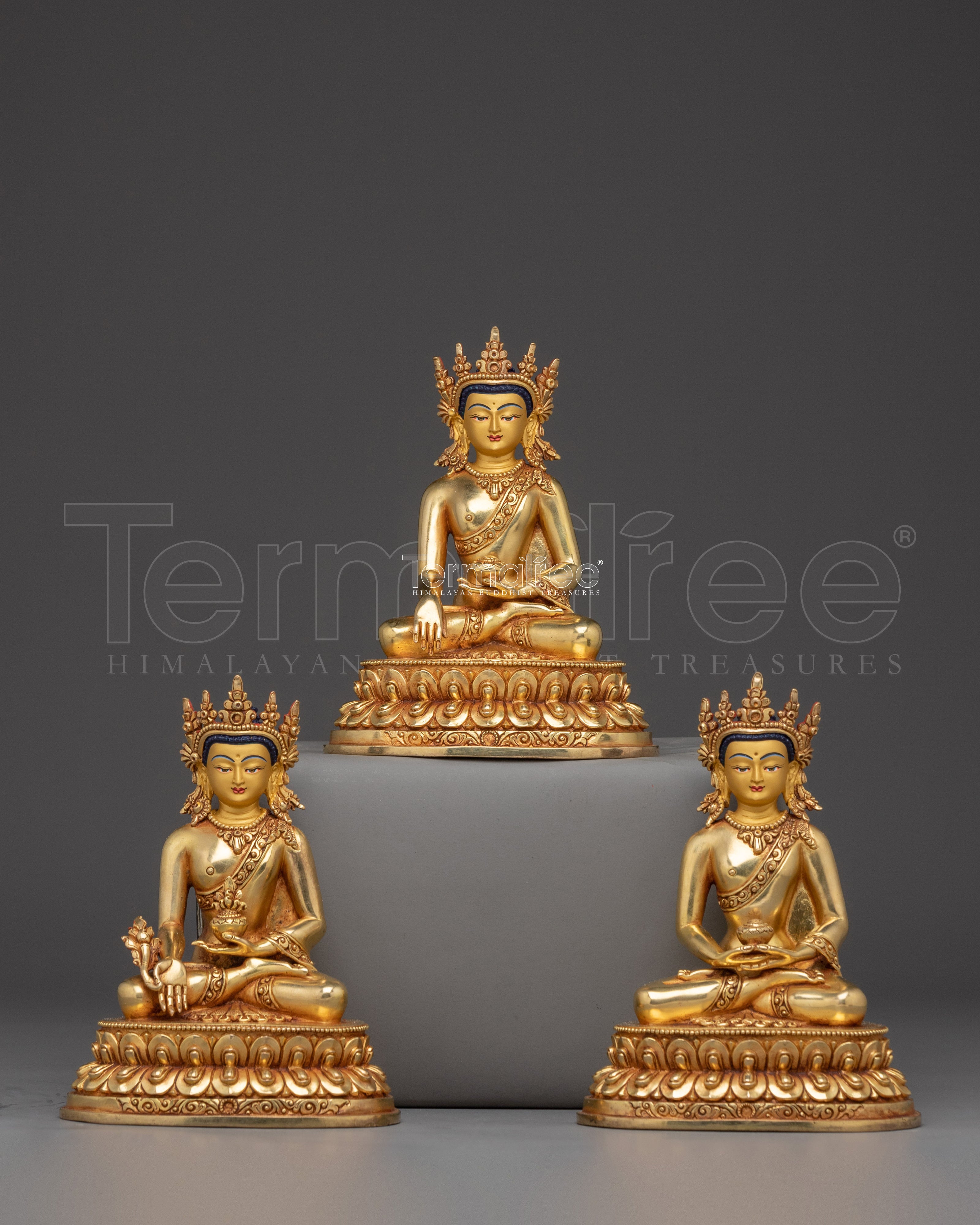 Vajrayana Three Buddha set | Peaceful Deities Sculpture