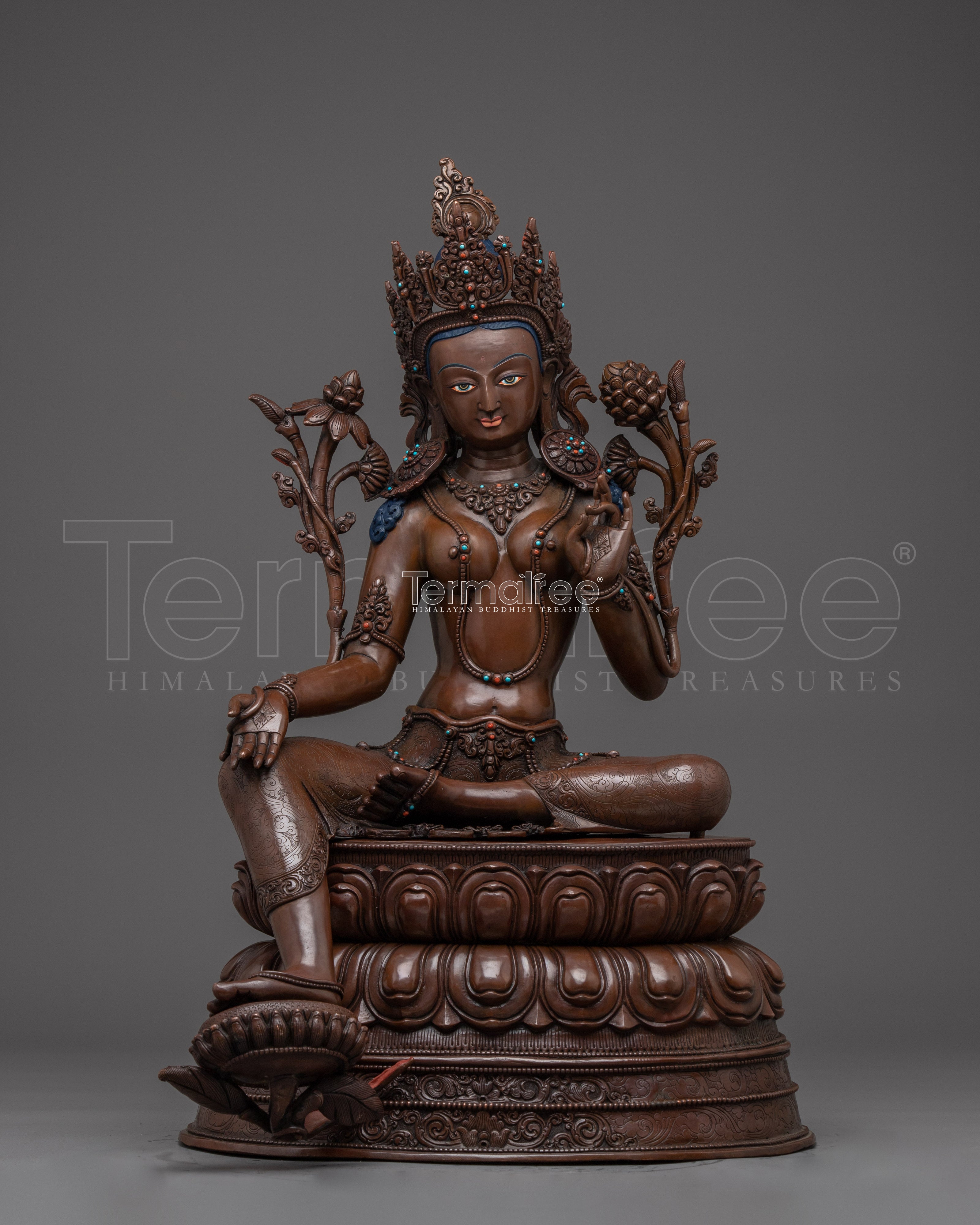 Oxidized Green Tara Decor Statue | Shyama Tara - Compassionate Diety