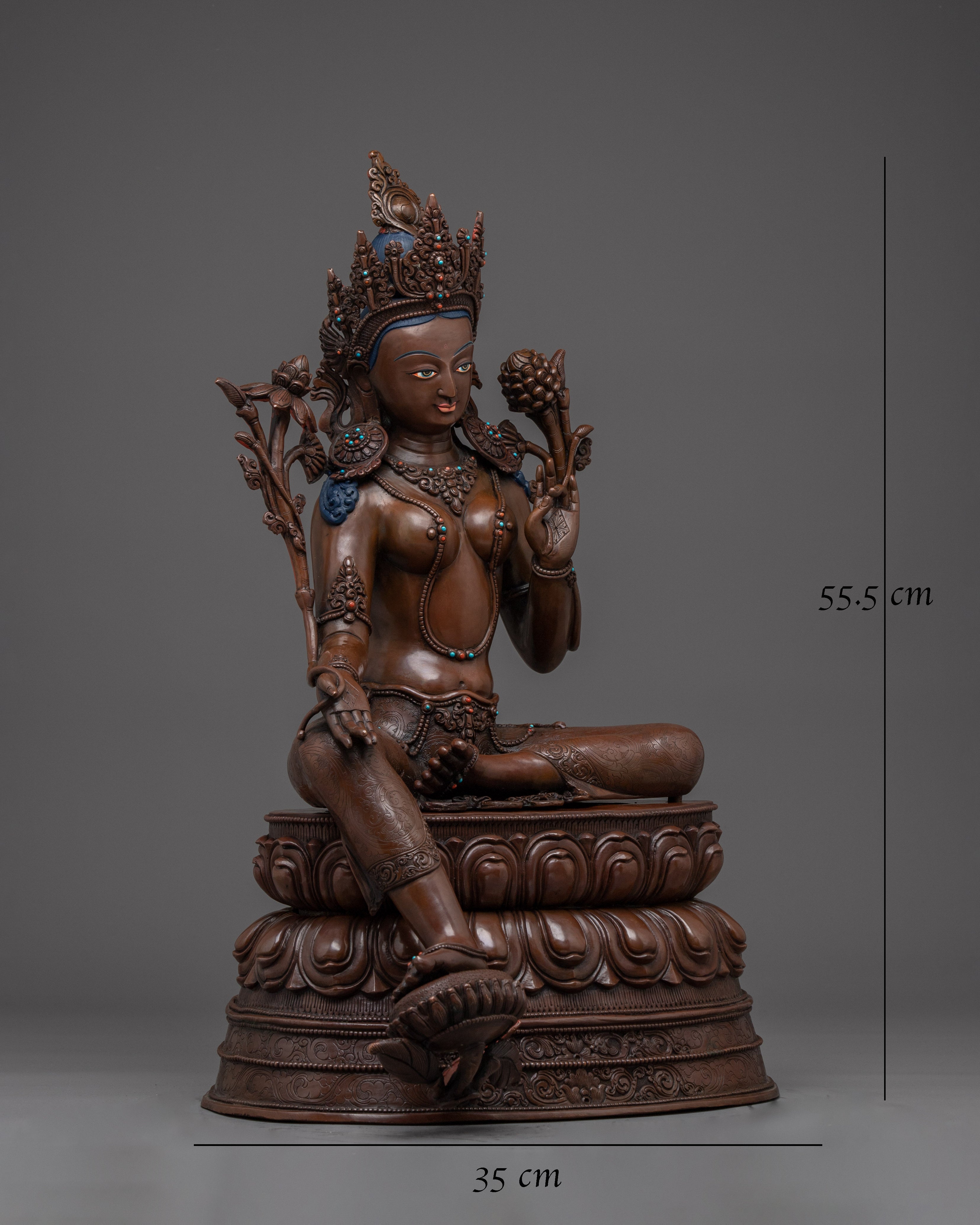 Oxidized Green Tara Decor Statue 