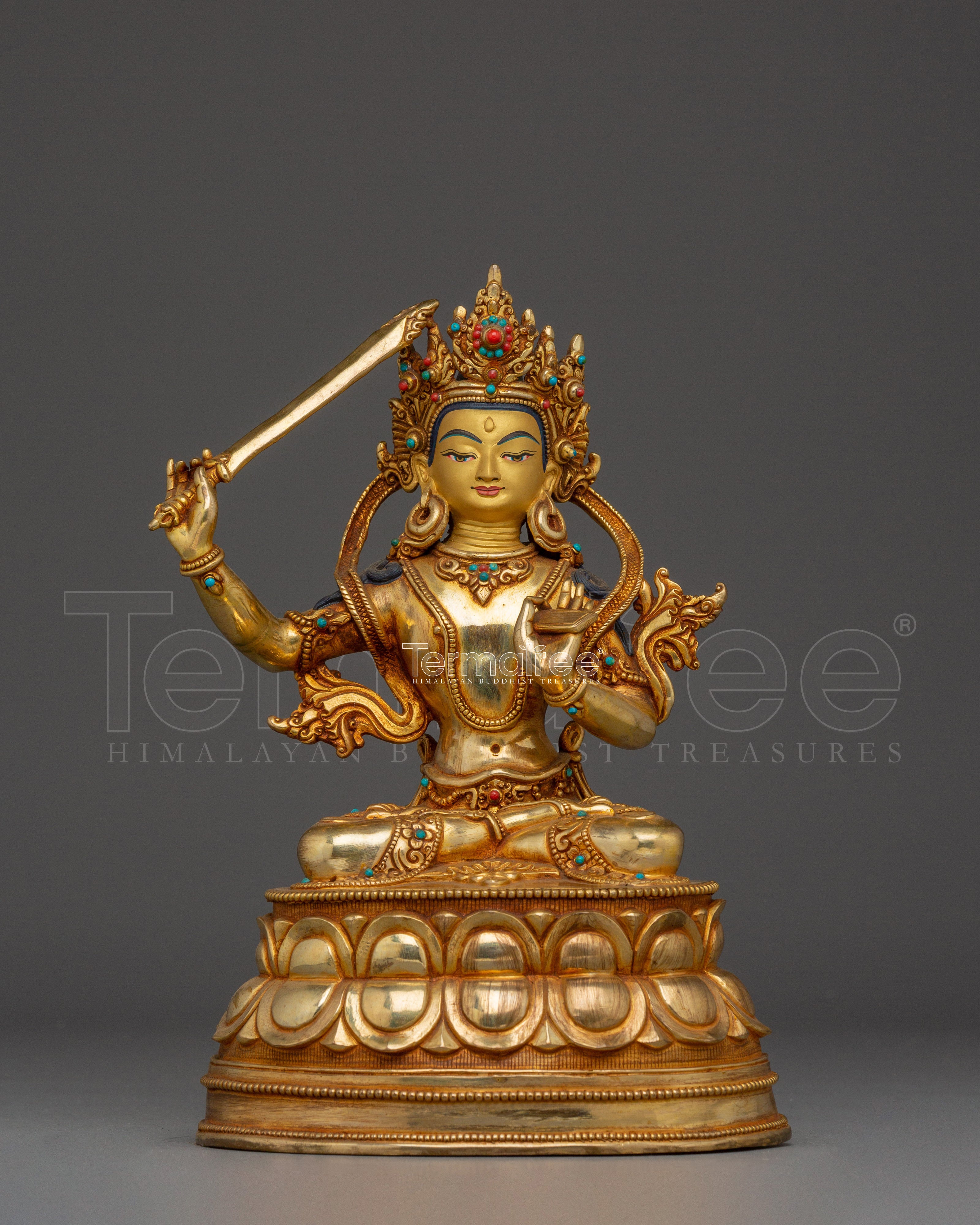 Wisdom Bodhisattva Manjushri Handmade Statue for Spirituality