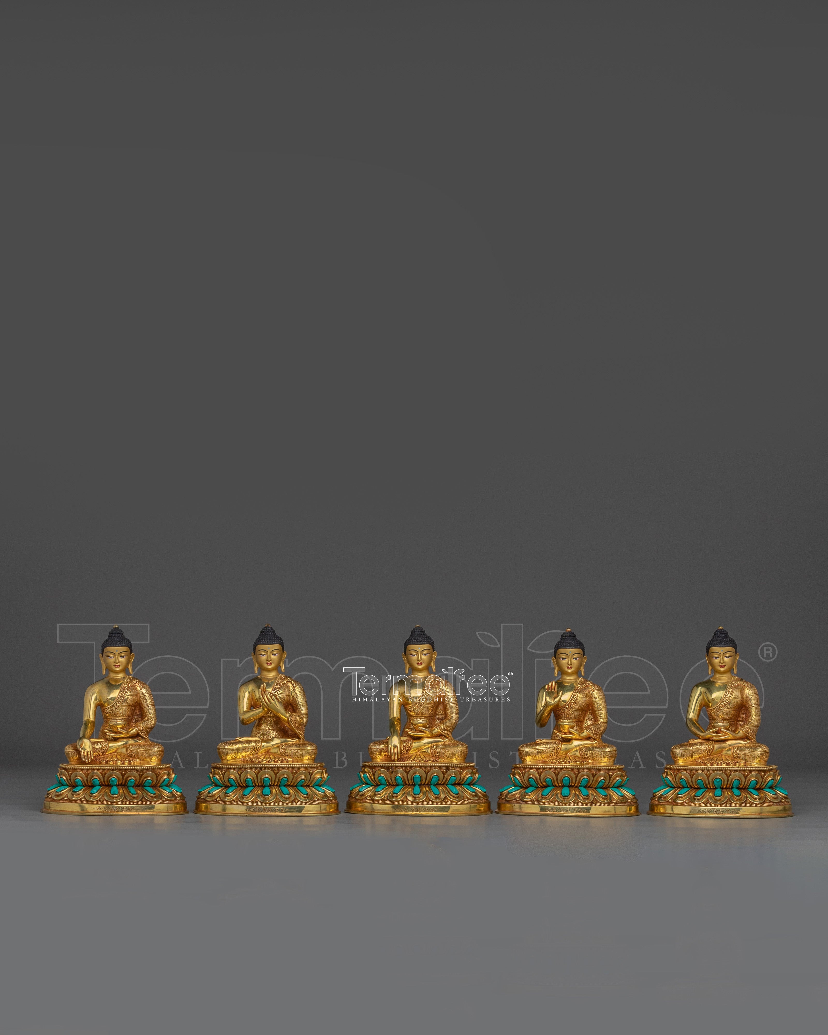 Five Dhyani Buddhas Statue Set | Statue Set for Meditation and Visualization