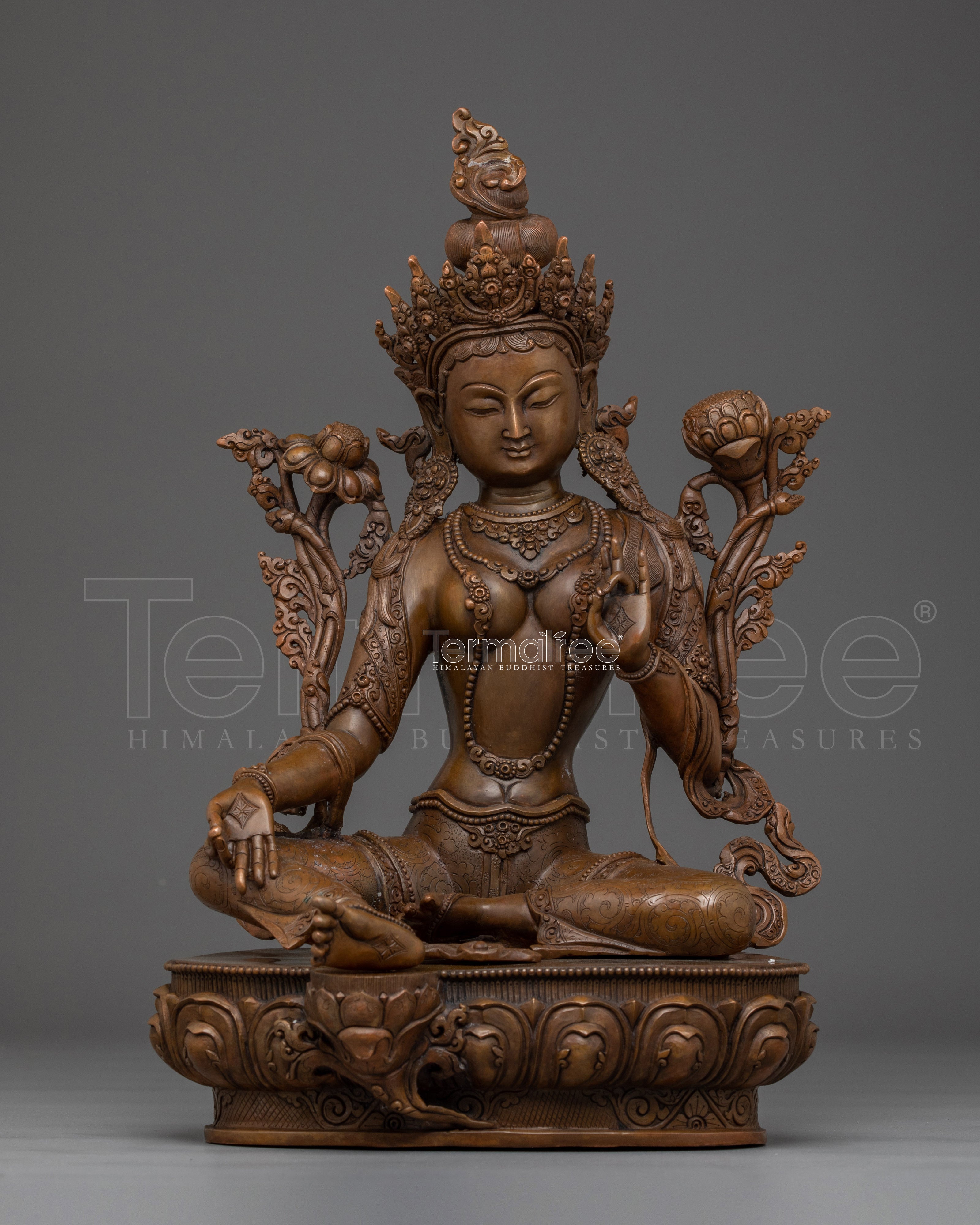 Peaceful Oxidized Green Tara Statue | Mother of Liberation