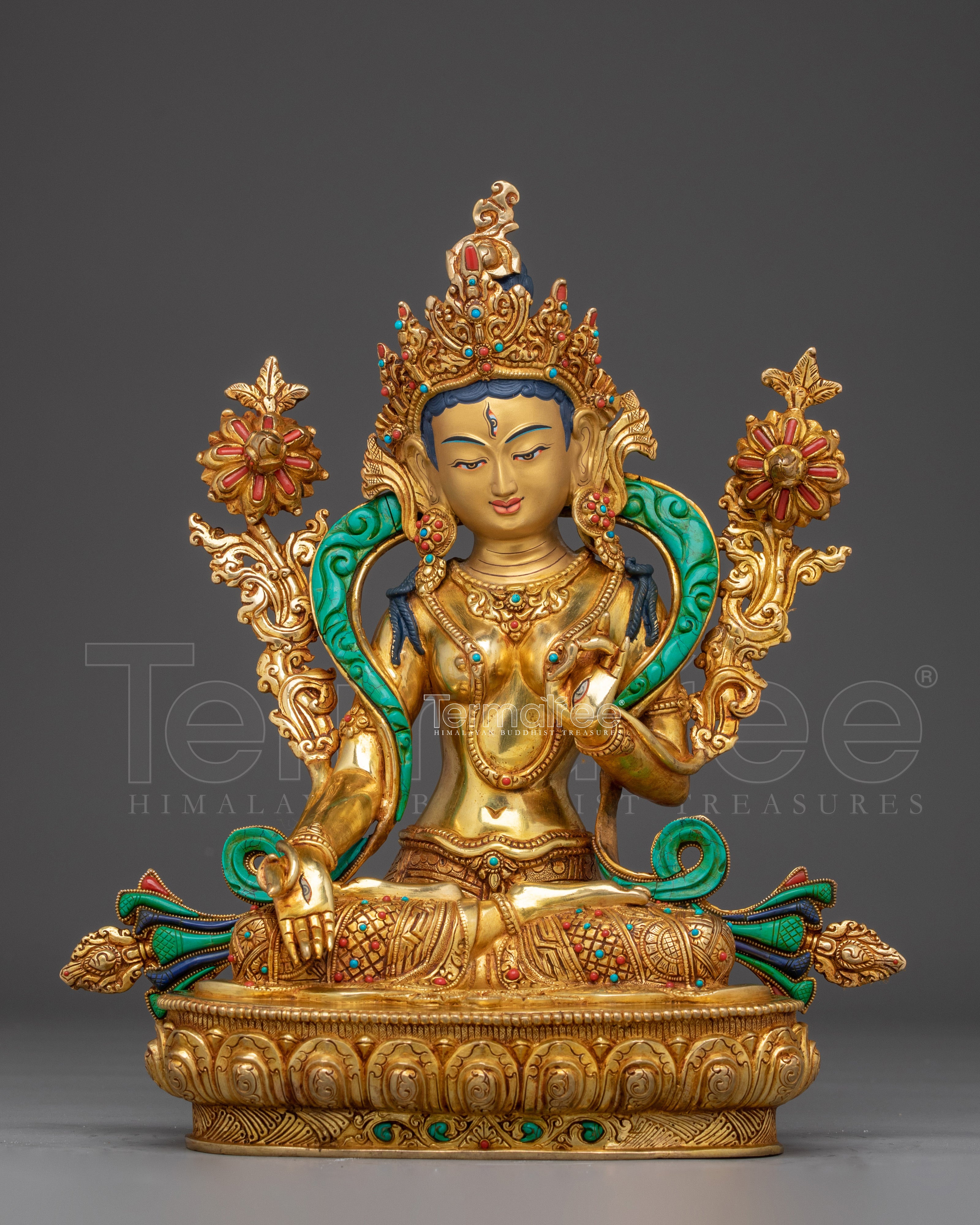 Handmade Tibetan White Tara Statue | Goddess of Compassion
