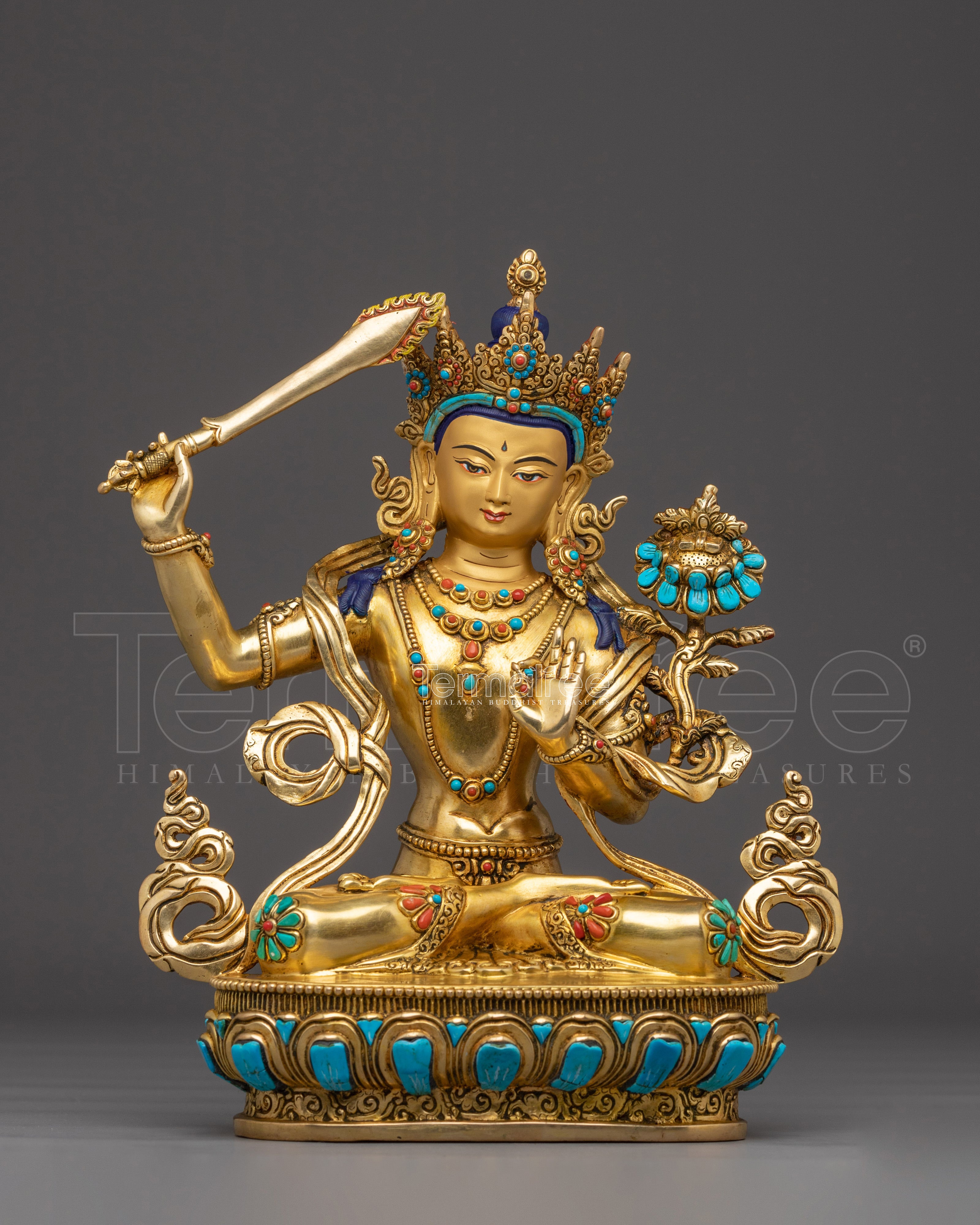 Golden Statue of Manjushri | Supreme Wisdom Bodhisattva
