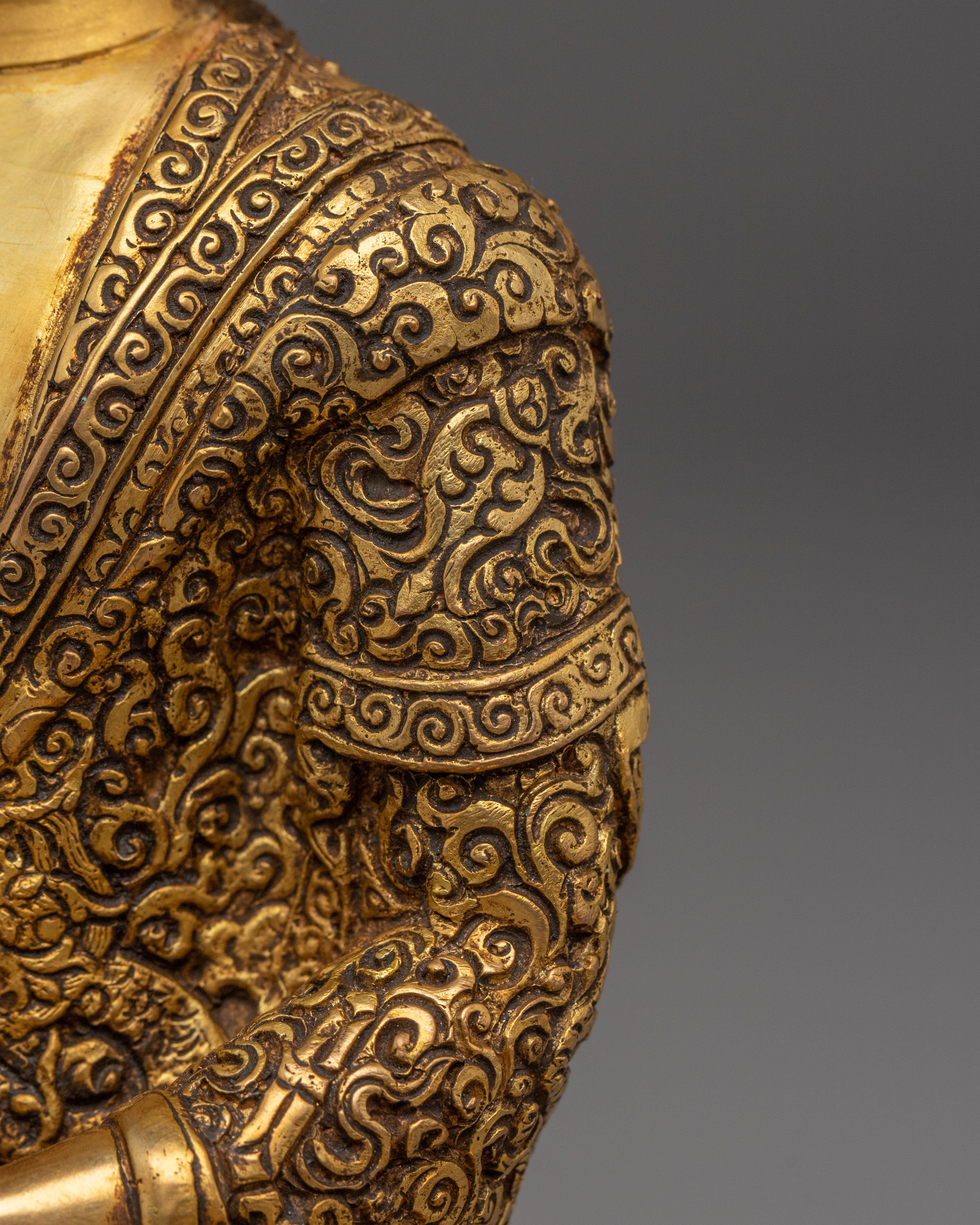 Shakyamuni Buddha 24k Gold Gilded and Copper Statue | Spiritual Clarity and Mindful Altar