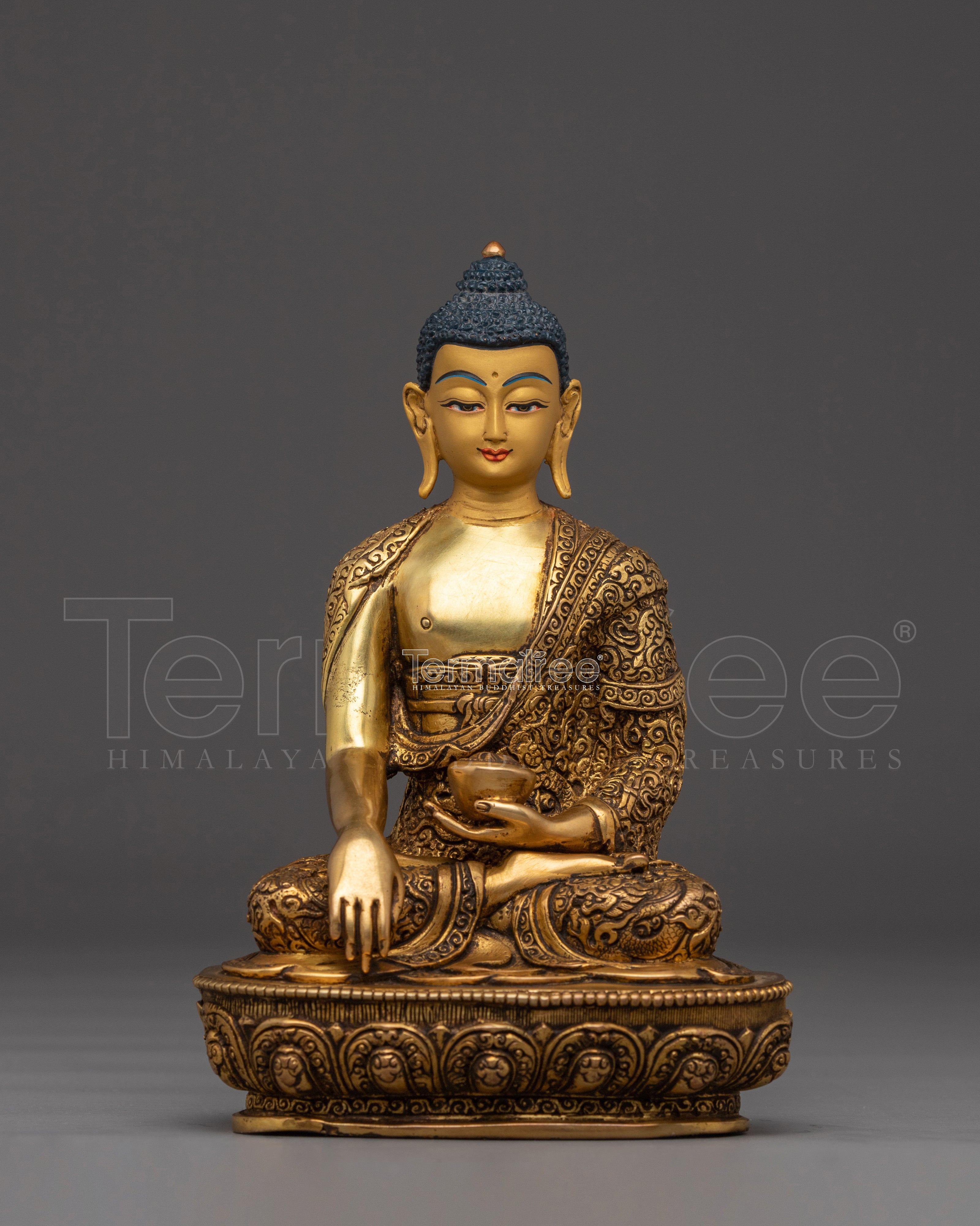 Shakyamuni Buddha 24k Gold Gilded and Copper Statue | Spiritual Clarity and Mindful Altar