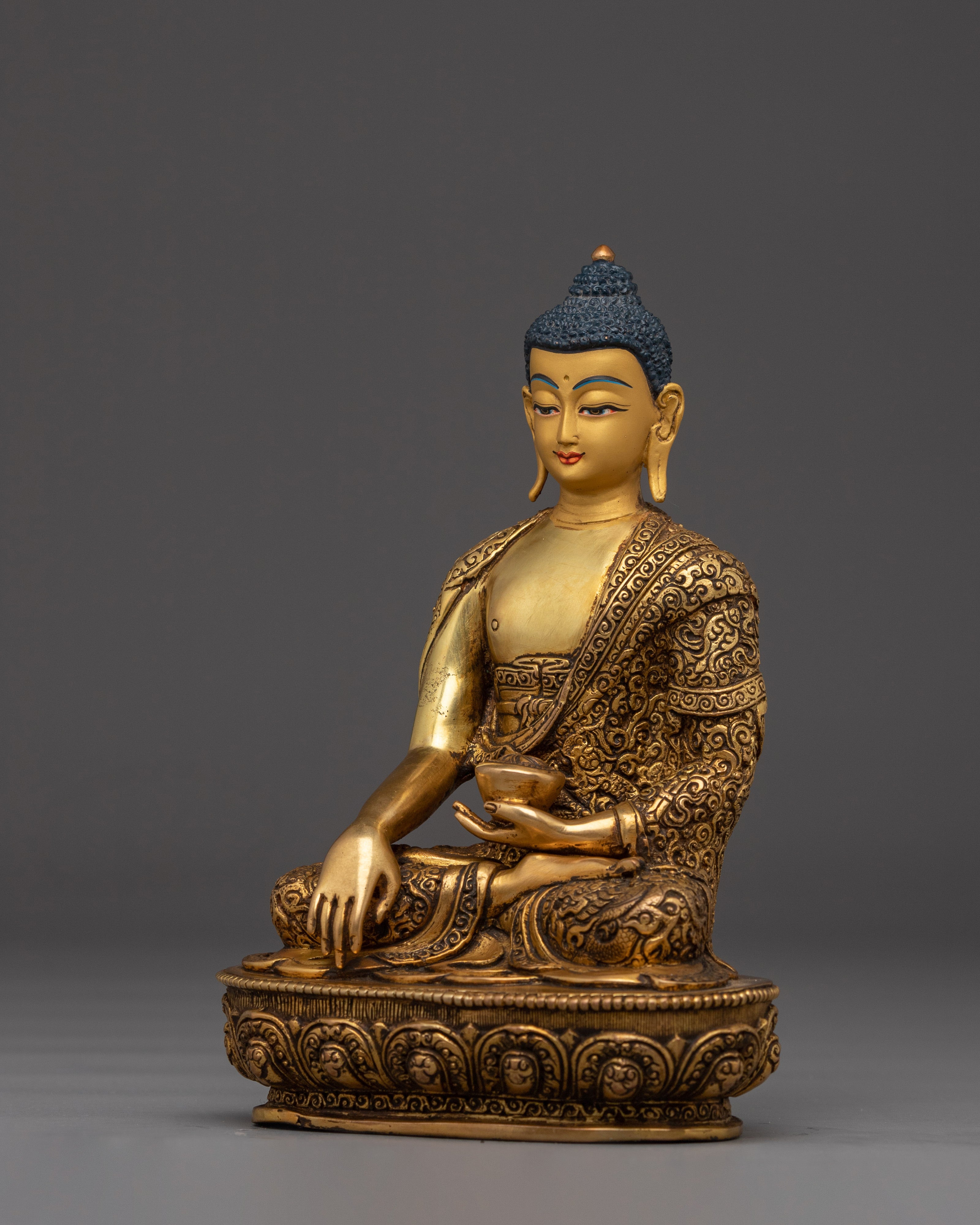 Shakyamuni Buddha 24k Gold Gilded and Copper Statue | Spiritual Clarity and Mindful Altar