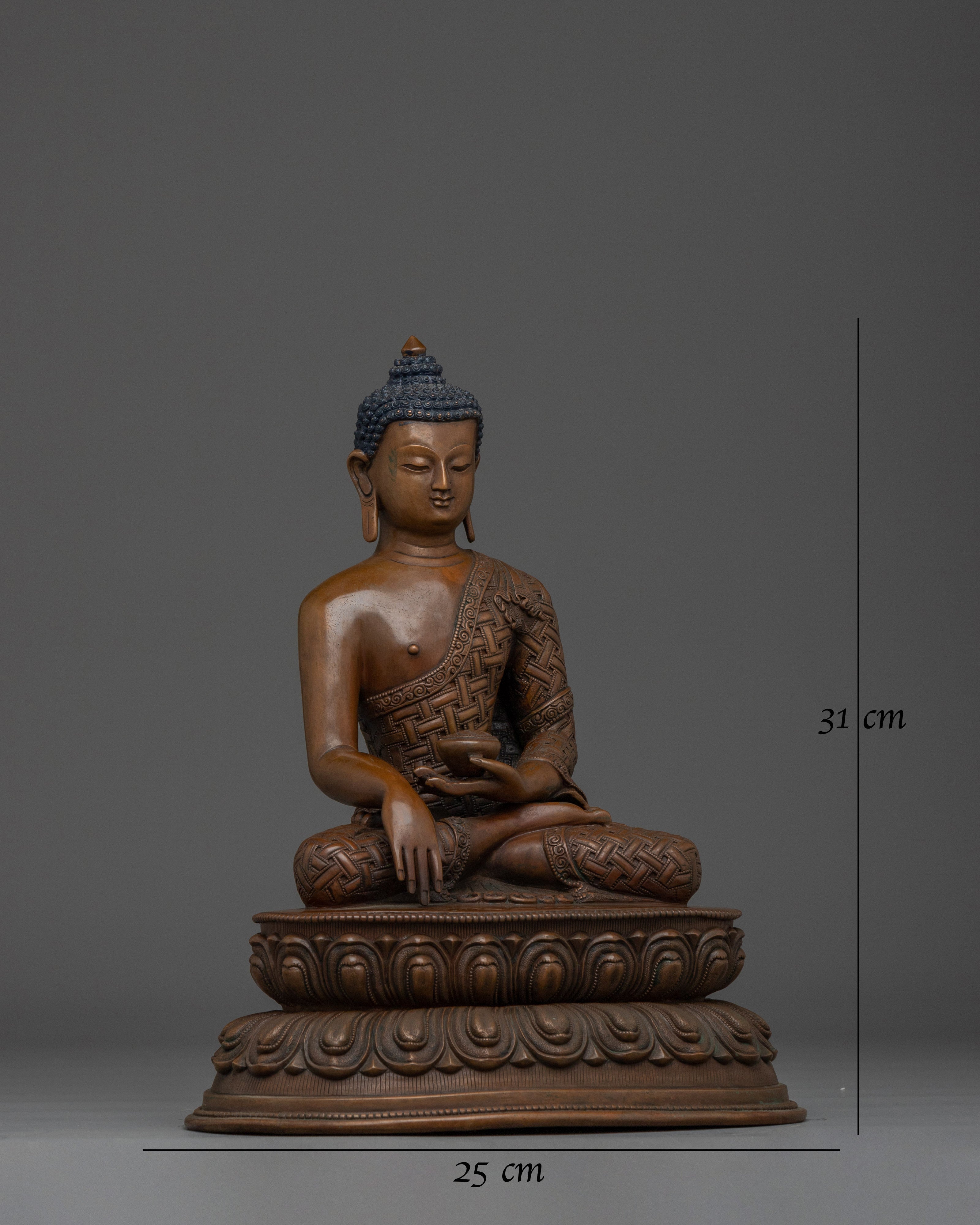 Oxidized Copper Shakyamuni Buddha Buddhist Sculpture