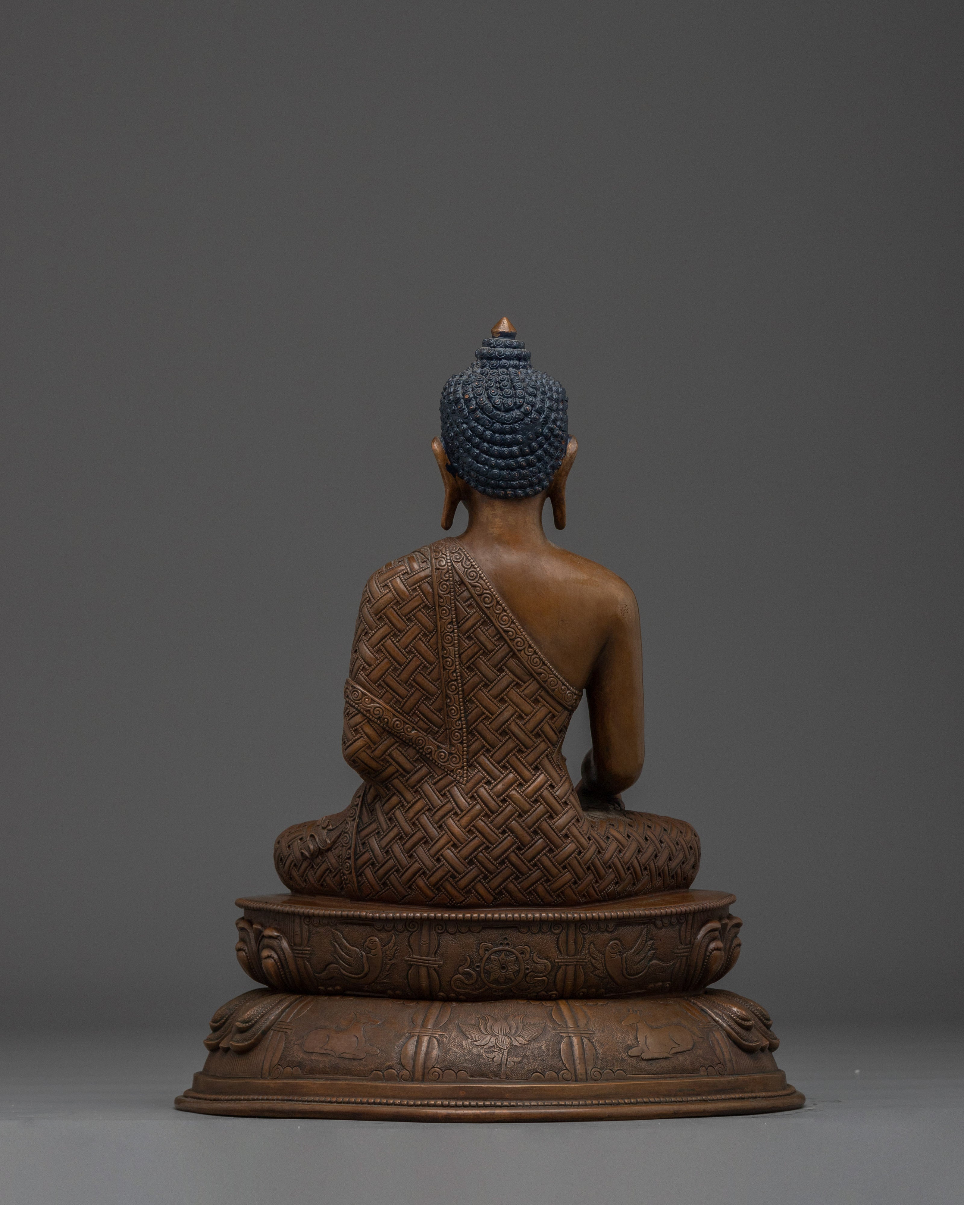 Oxidized Copper Shakyamuni Buddha Buddhist Sculpture | Decor for Peace & Mindfulness