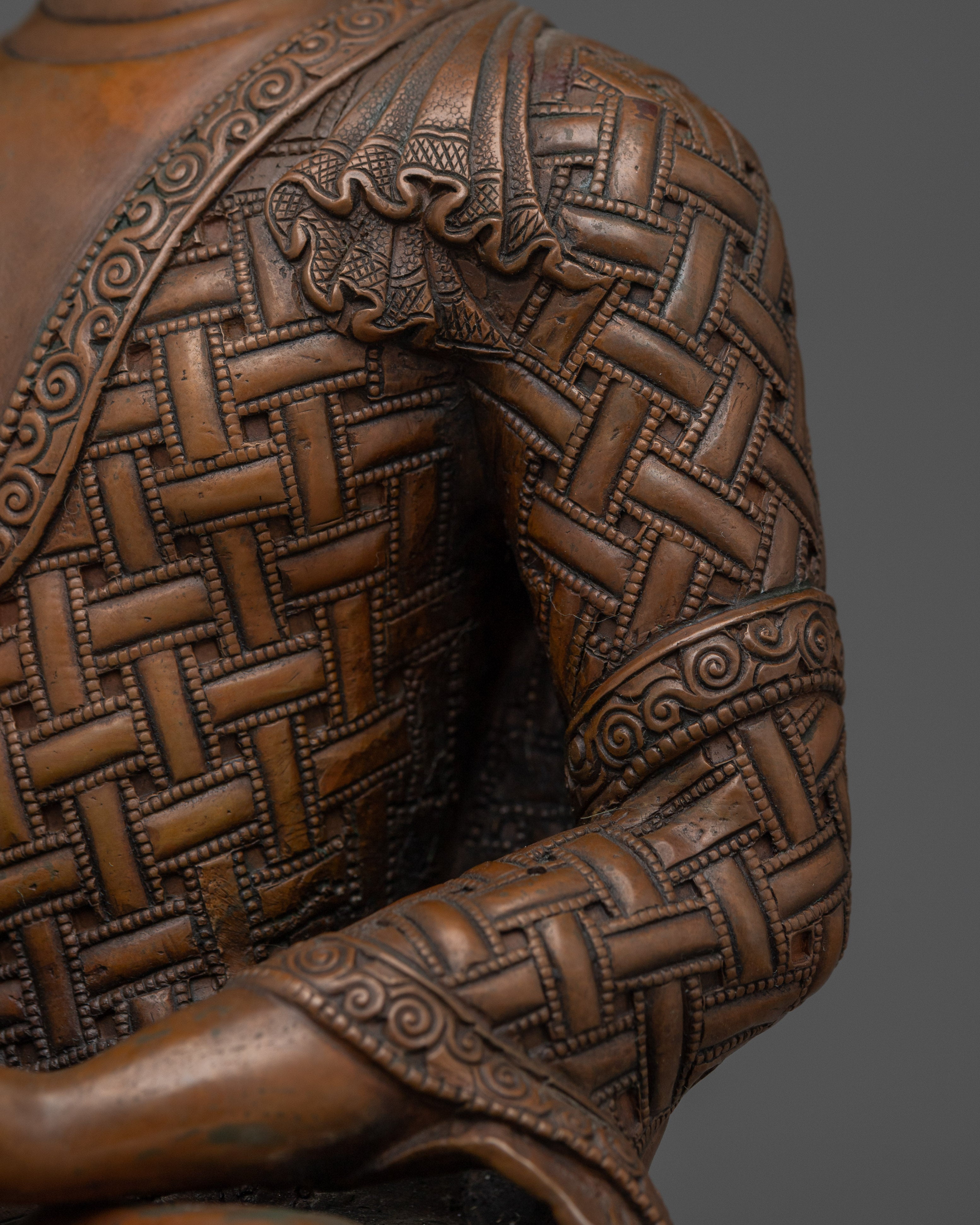 Oxidized Copper Shakyamuni Buddha Buddhist Sculpture | Decor for Peace & Mindfulness