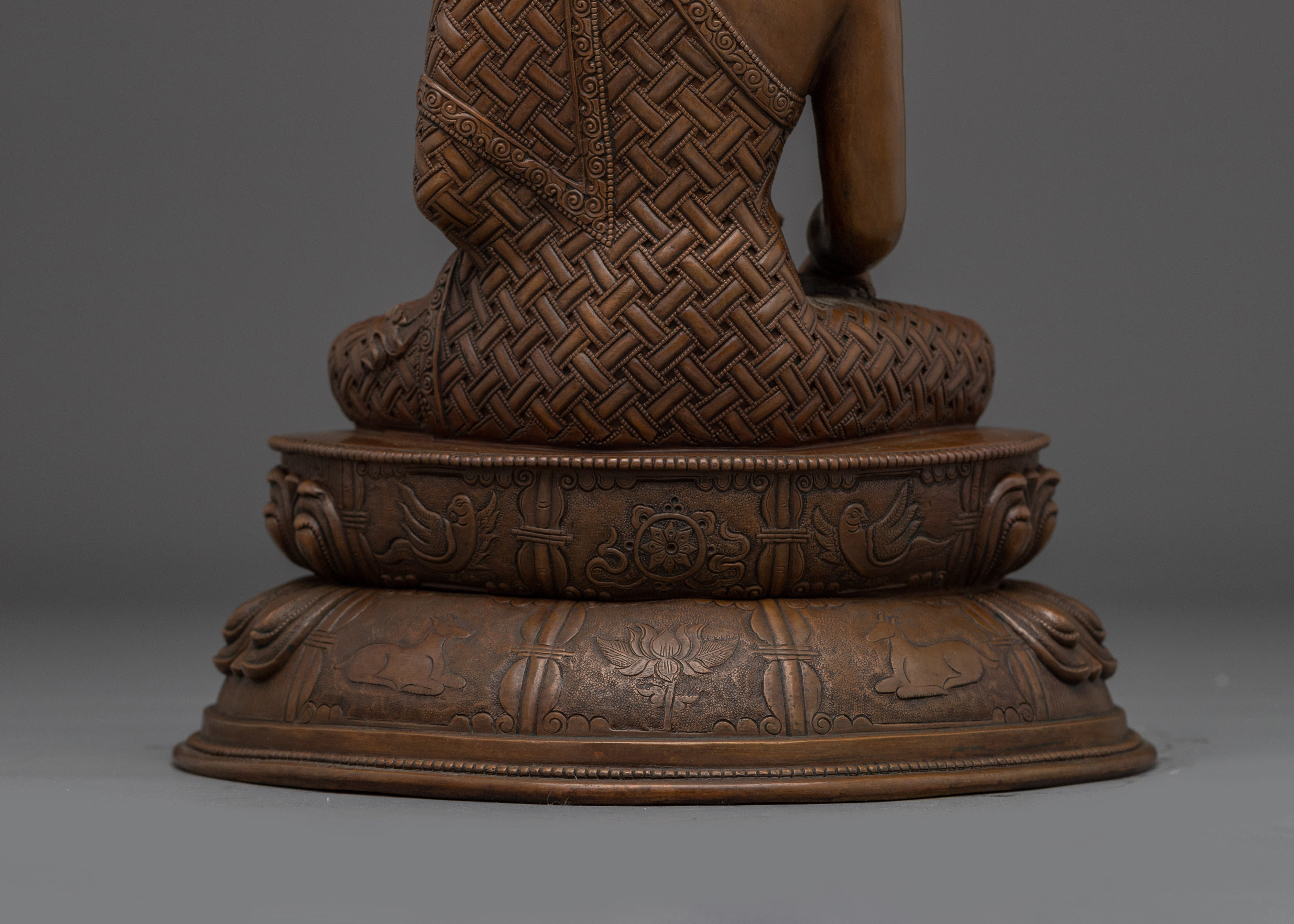 Oxidized Copper Shakyamuni Buddha Buddhist Sculpture | Decor for Peace & Mindfulness